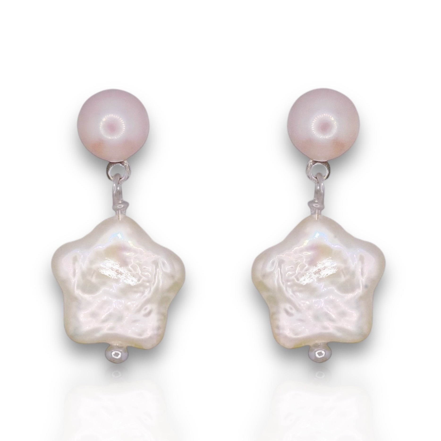 Ninemoo Women's Pink / Purple / Silver Starry Pearl Sterling Silver Earrings
