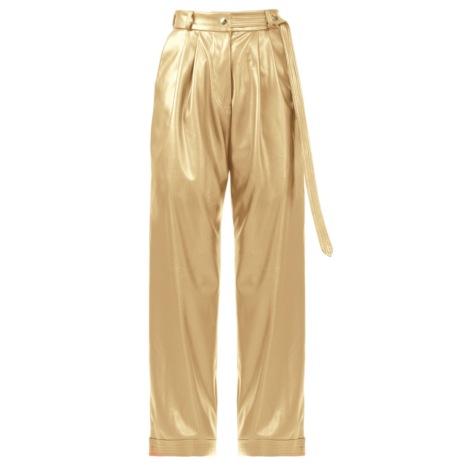 Kargede Women's Bassline – Gold Vegan Leather Straight-leg Pants