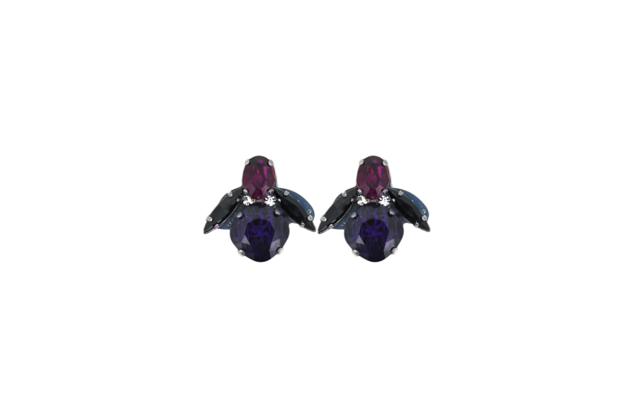 Vickisarge Women's The Spooky Purple Bee Earrings In Oxidised Silver - Clip In Purple