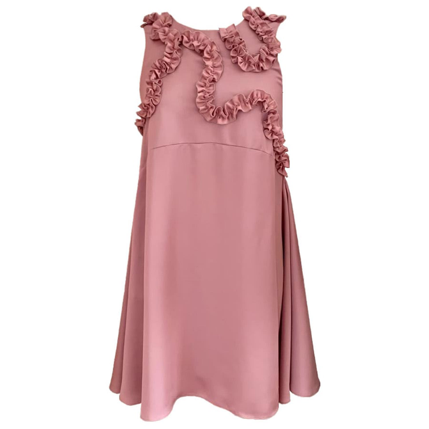 Women’s Pink / Purple Peónia - Handmade Champagne Pink Dress W/ Frills M/L Jacarandá