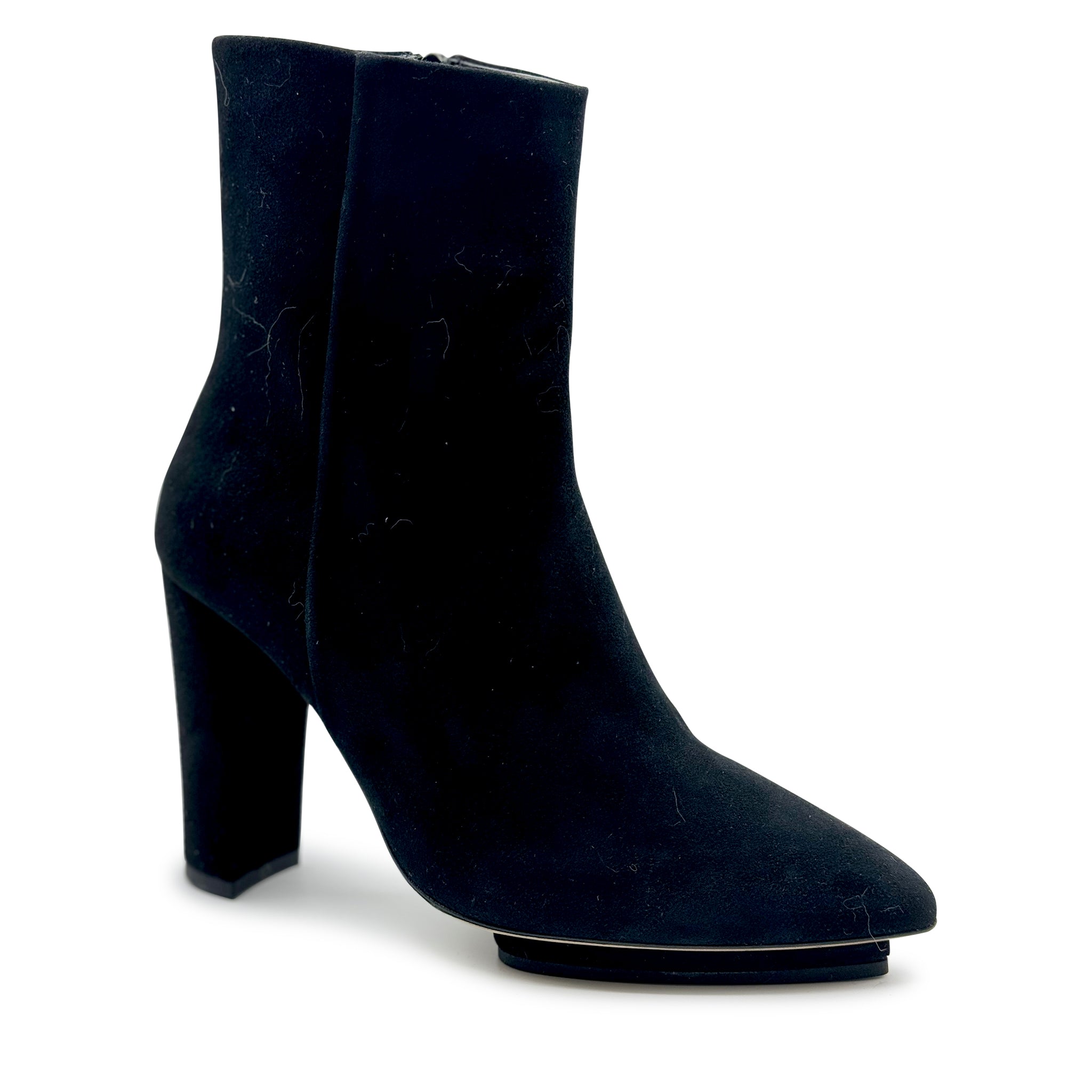 Beautiisoles By Robyn Shreiber Made In Italy Women's Teresa Black Suede Bootie Comfortable Hidden Platform & Zipper Work Day Or Evening In Black