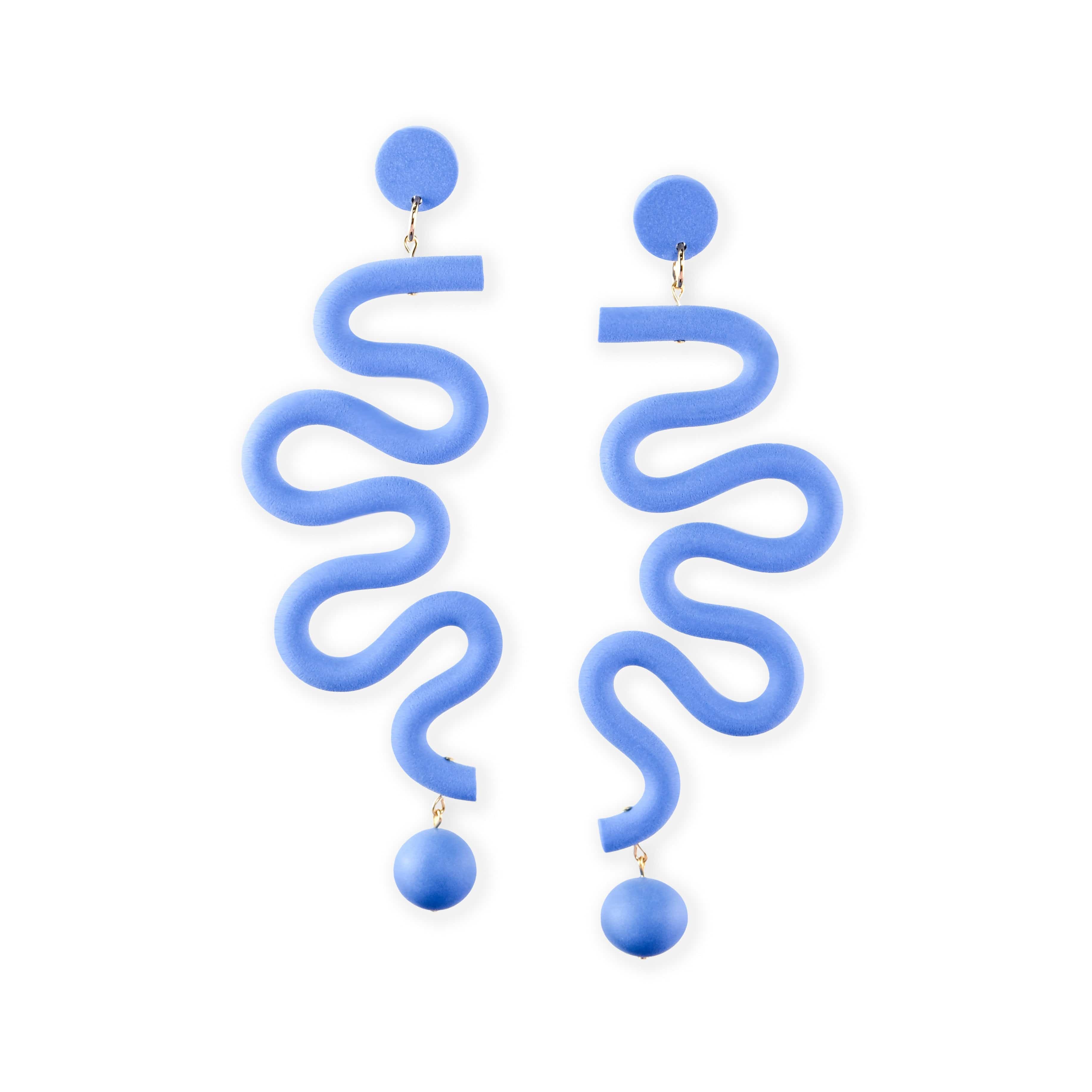 By Chavelli Women's Cornflower Blue Tube Squiggle Earrings