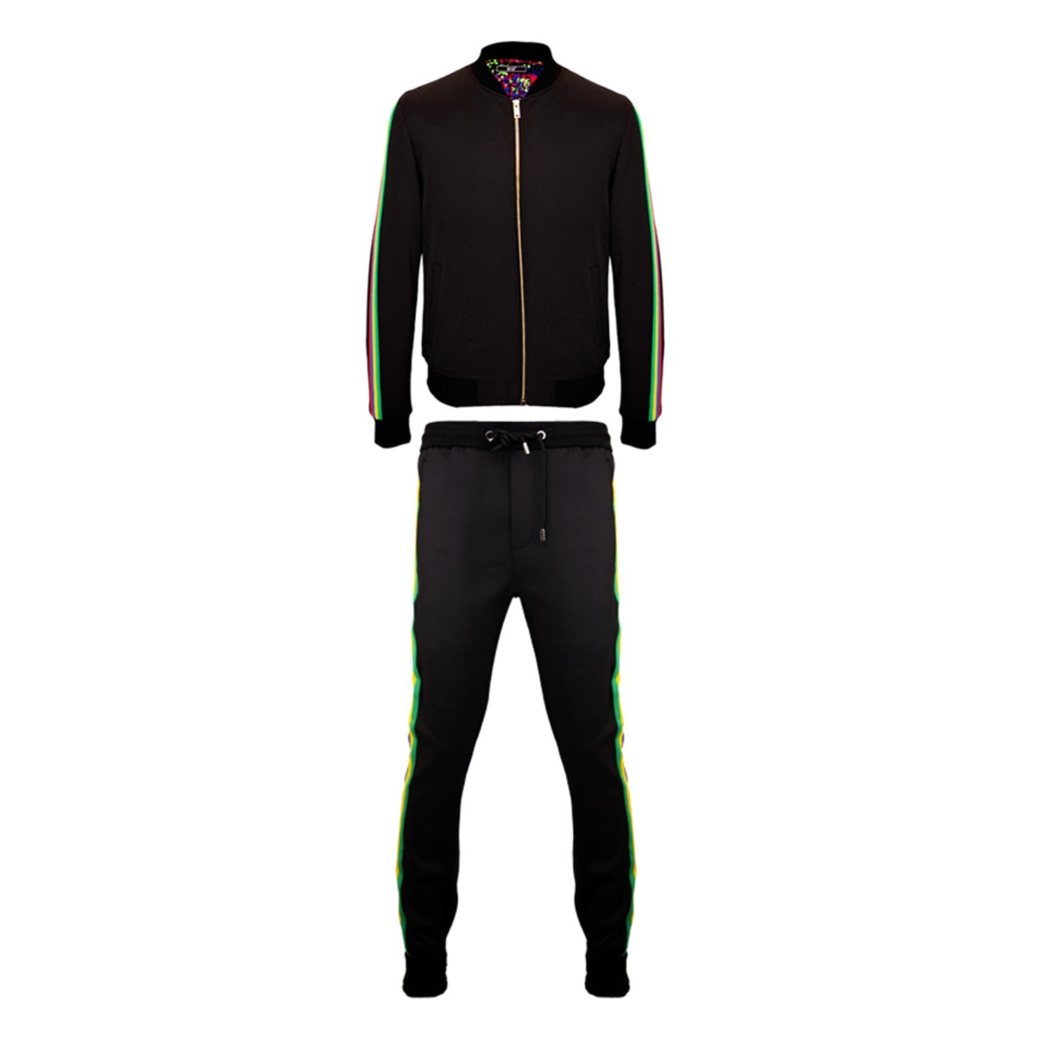 David Wej Men's Lagos Multi Stripe Track Suit - Black In Black