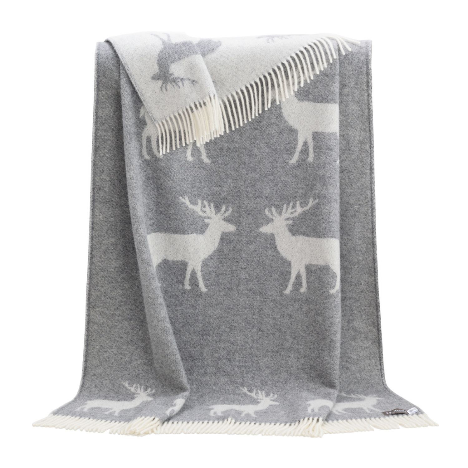 J.j.textile Grey / White Grey Deer Wool Throw In Multi