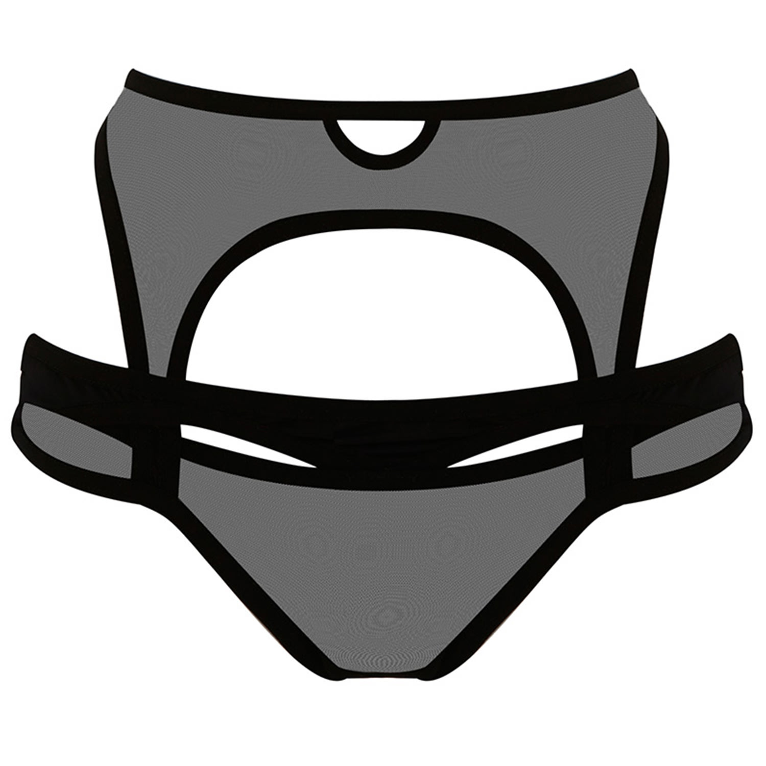 Reckless Wolf Women's Black Bandit High Waisted Brief - Mesh & Lycra Brief With Cutouts In Black