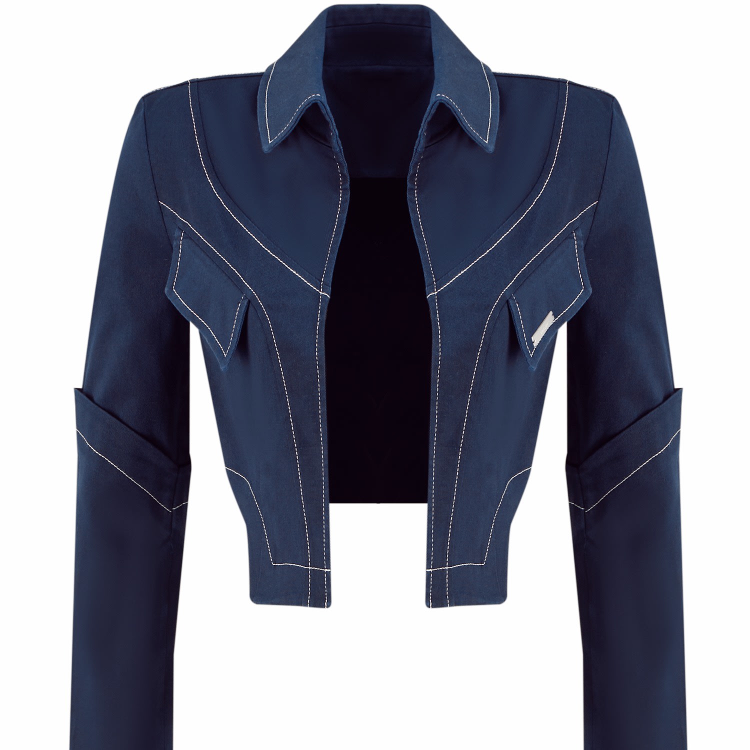 Women’s Kntlgy Navy Blue Cotton Crop Blazer M