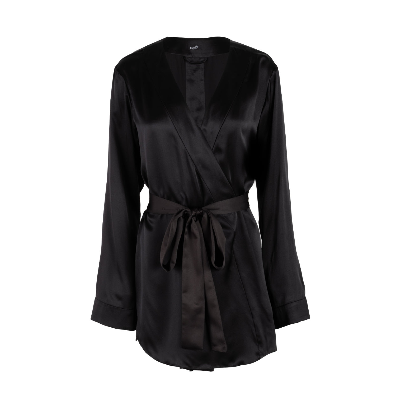 Je Mérite Women's Black Lola Silk Short Robe In Noire