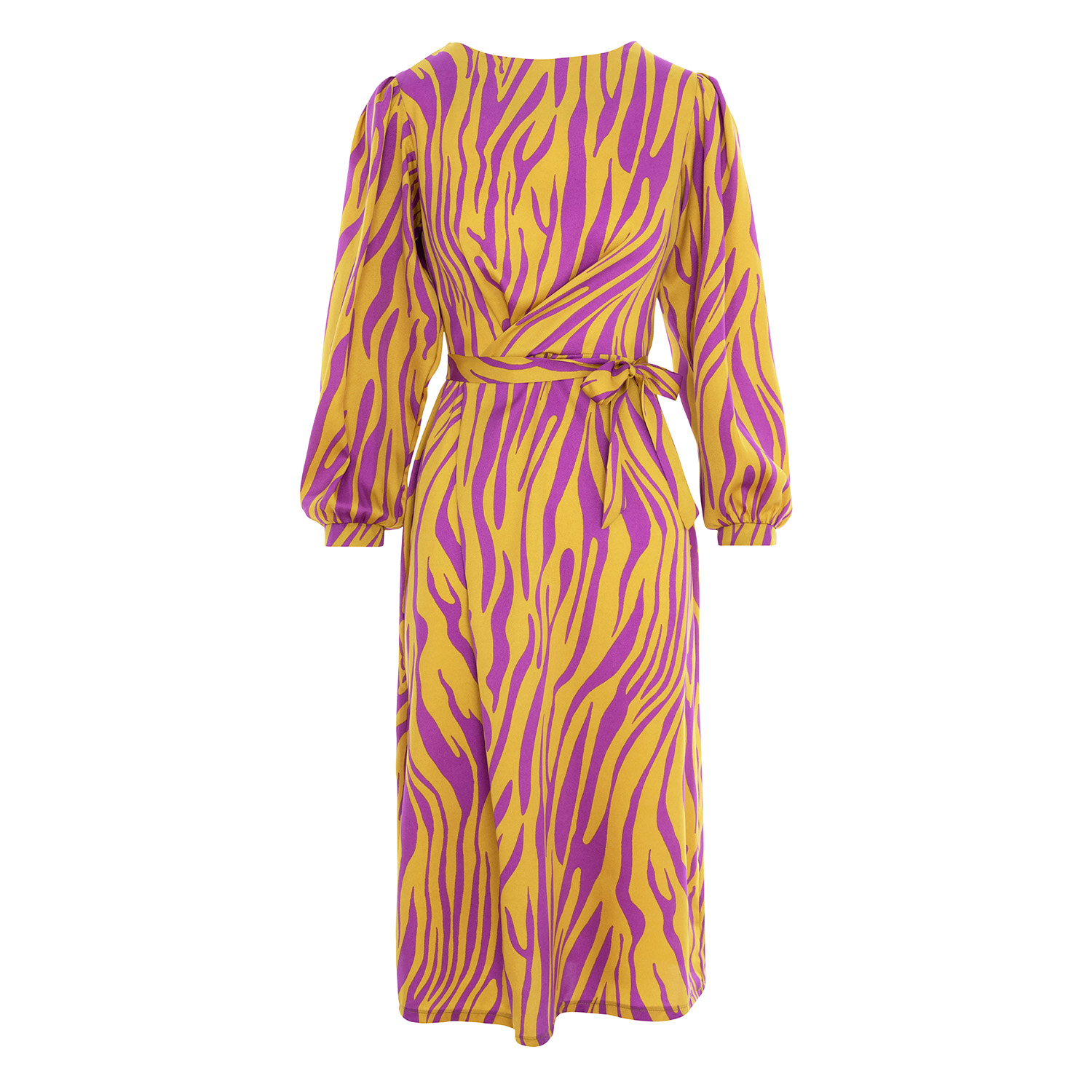 Couture De Marie Women's Trinity Draped Dress, Lime Green & Purple Print In Green/purple
