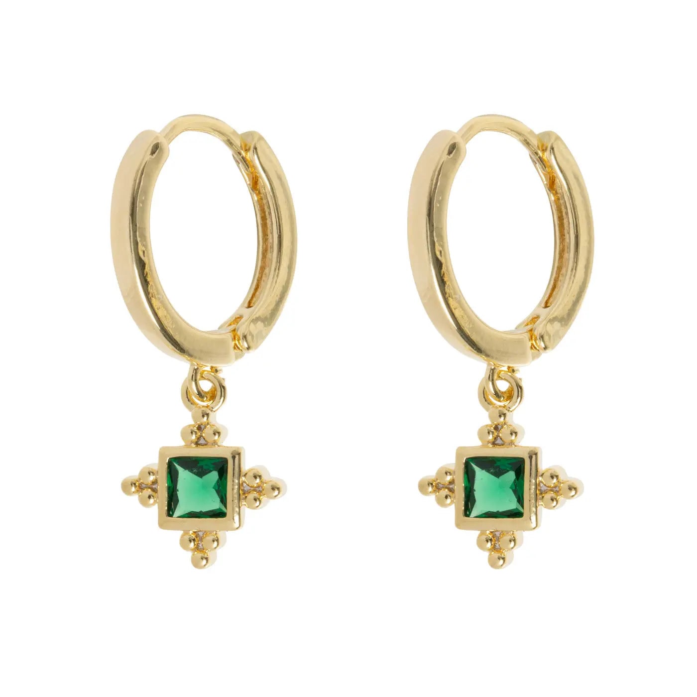 Timi Of Sweden Women's Gold Arya - Green Crystal Pendant Hoop Earrings