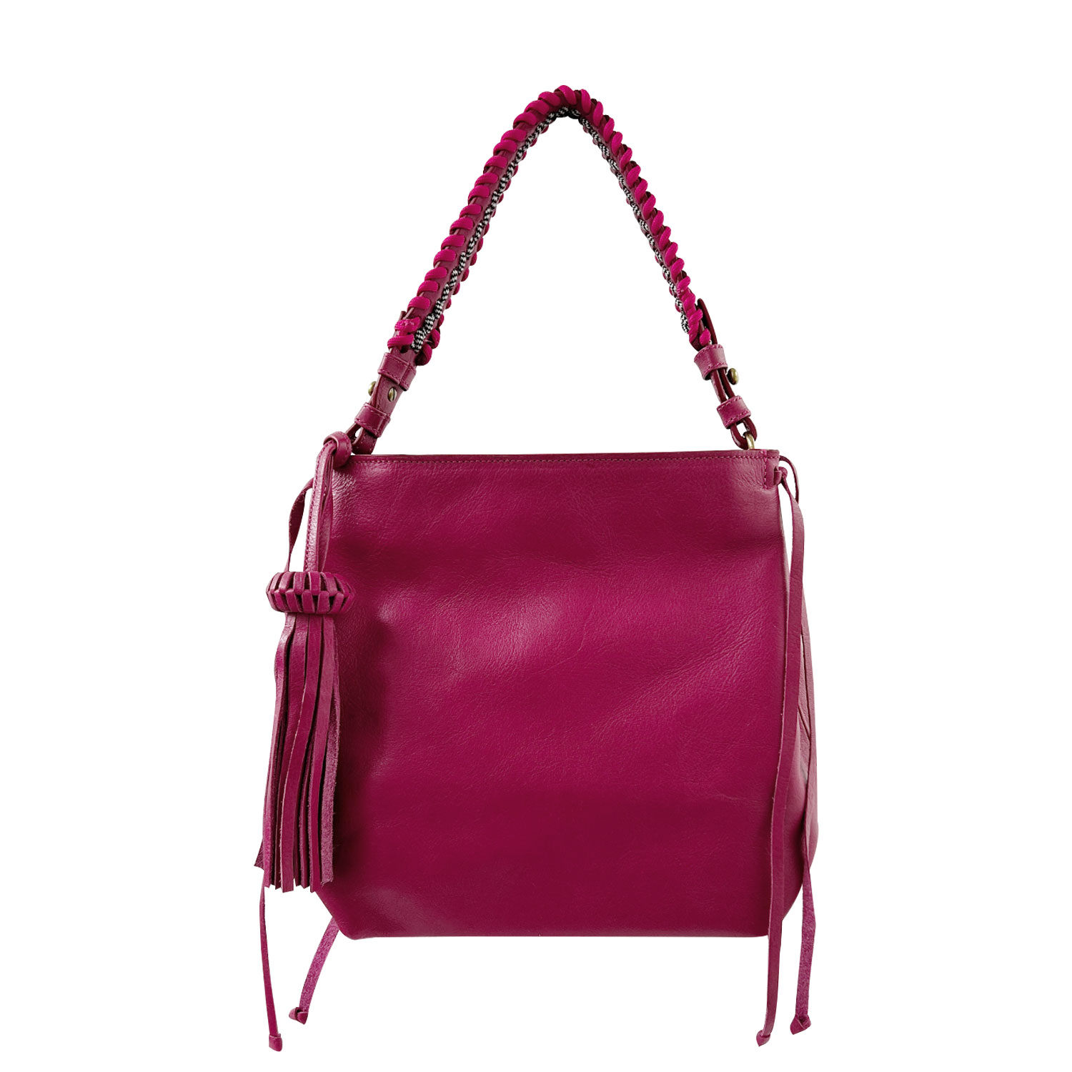 Women’s Pink / Purple Mini Bacalar Vibrant Fuchsia Soft Leather Slouchy Hobo With Detachable Woven Strap Bixi Awotan