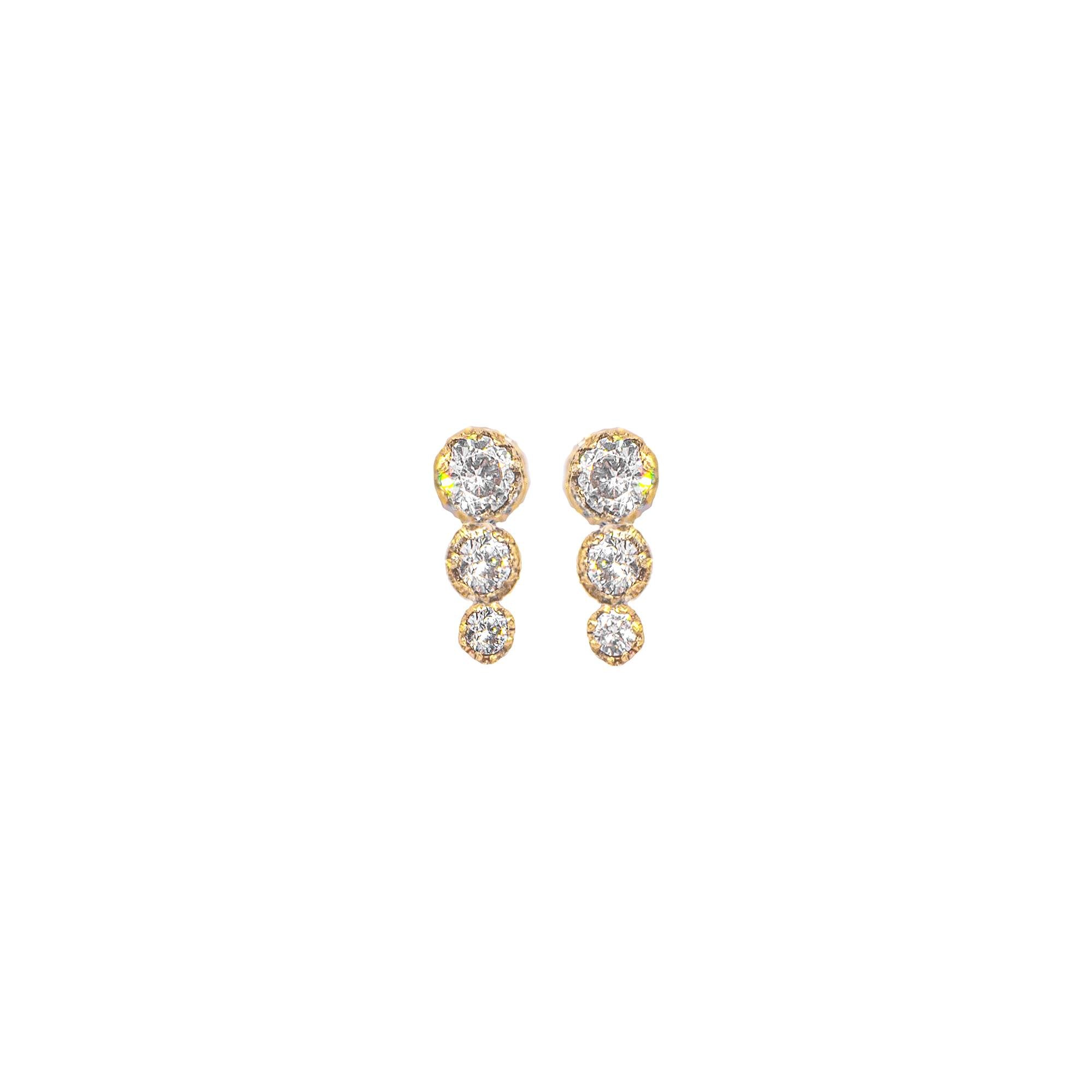 Women’s Gold Altair Diamond Stud Earrings Lily Flo Jewellery