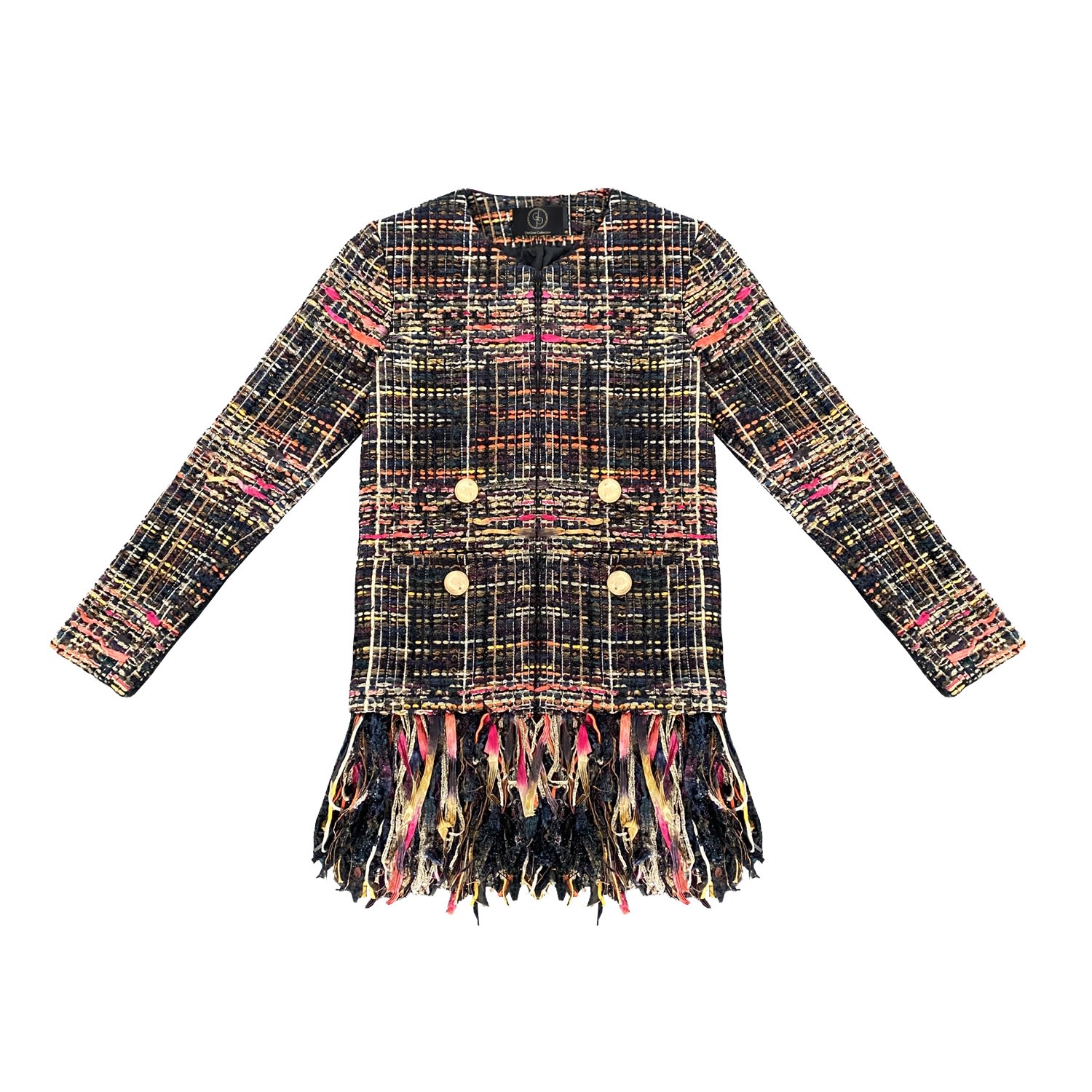 Geegee Collection Women's Black Matisse Fringe Blazer In Multi