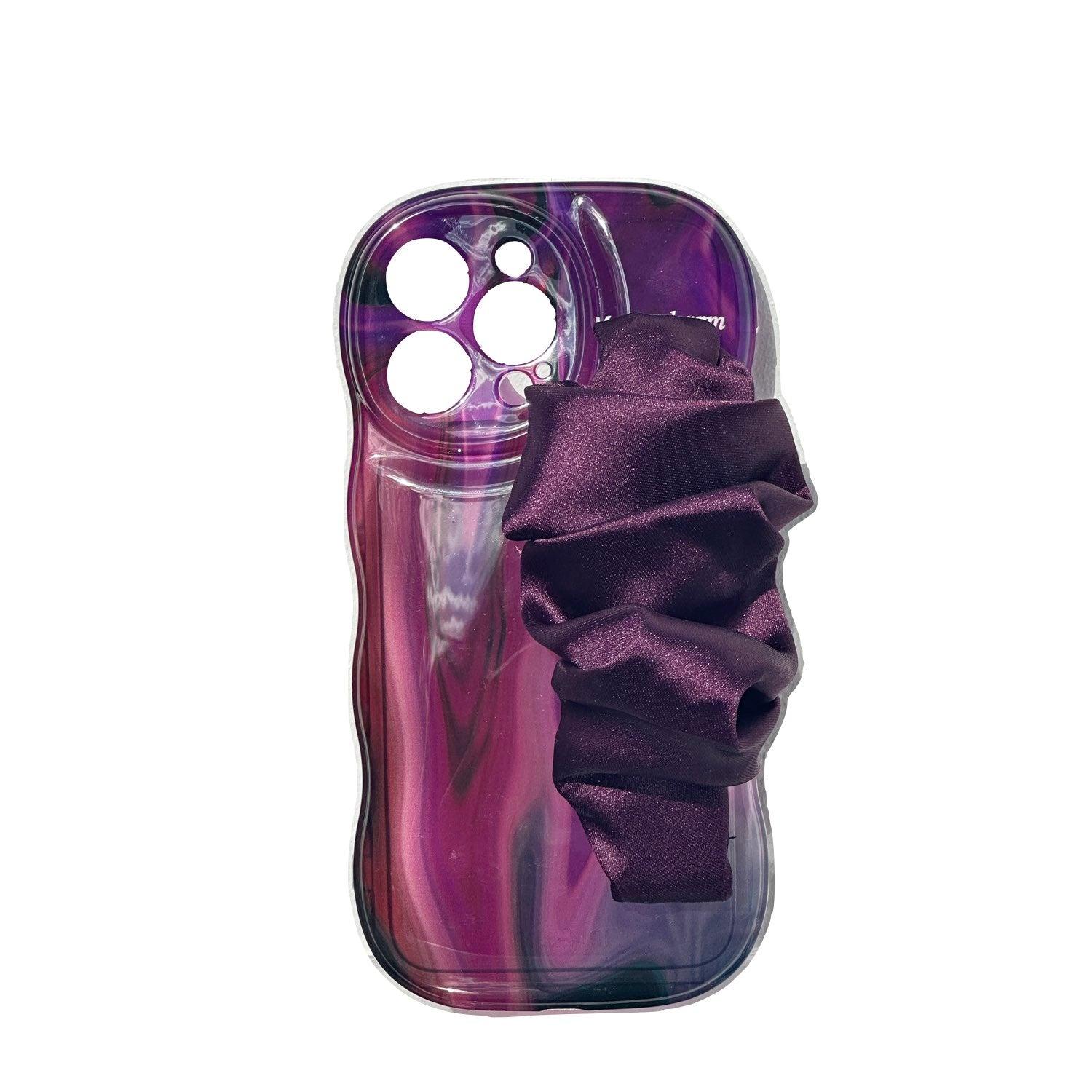 Jiaying Wang Wjy Studio London Pink / Purple Purple Marble Phone Case With Silky Hand Holder