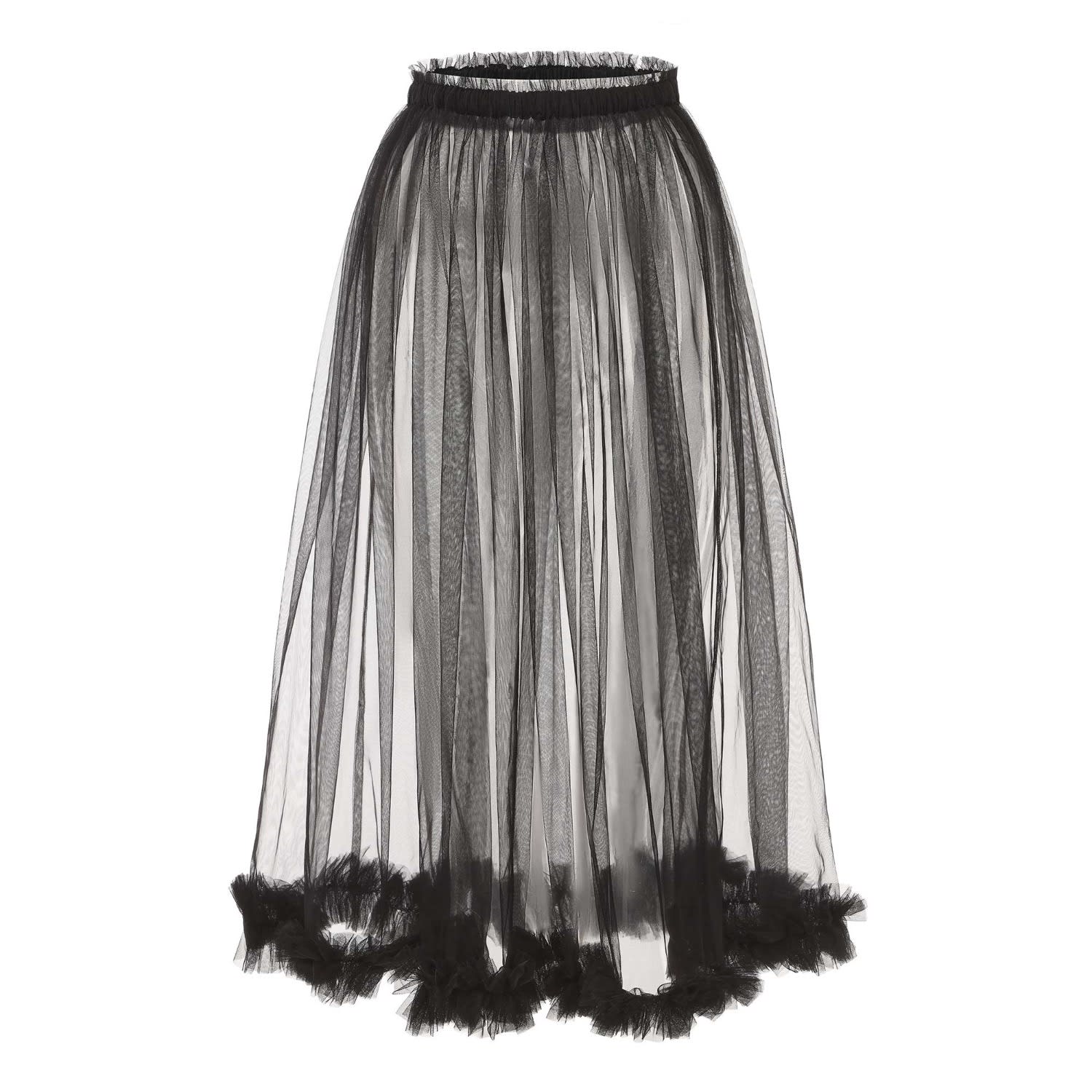 Mute By Jl Women's Black Sheer Tulle Midi Skirt
