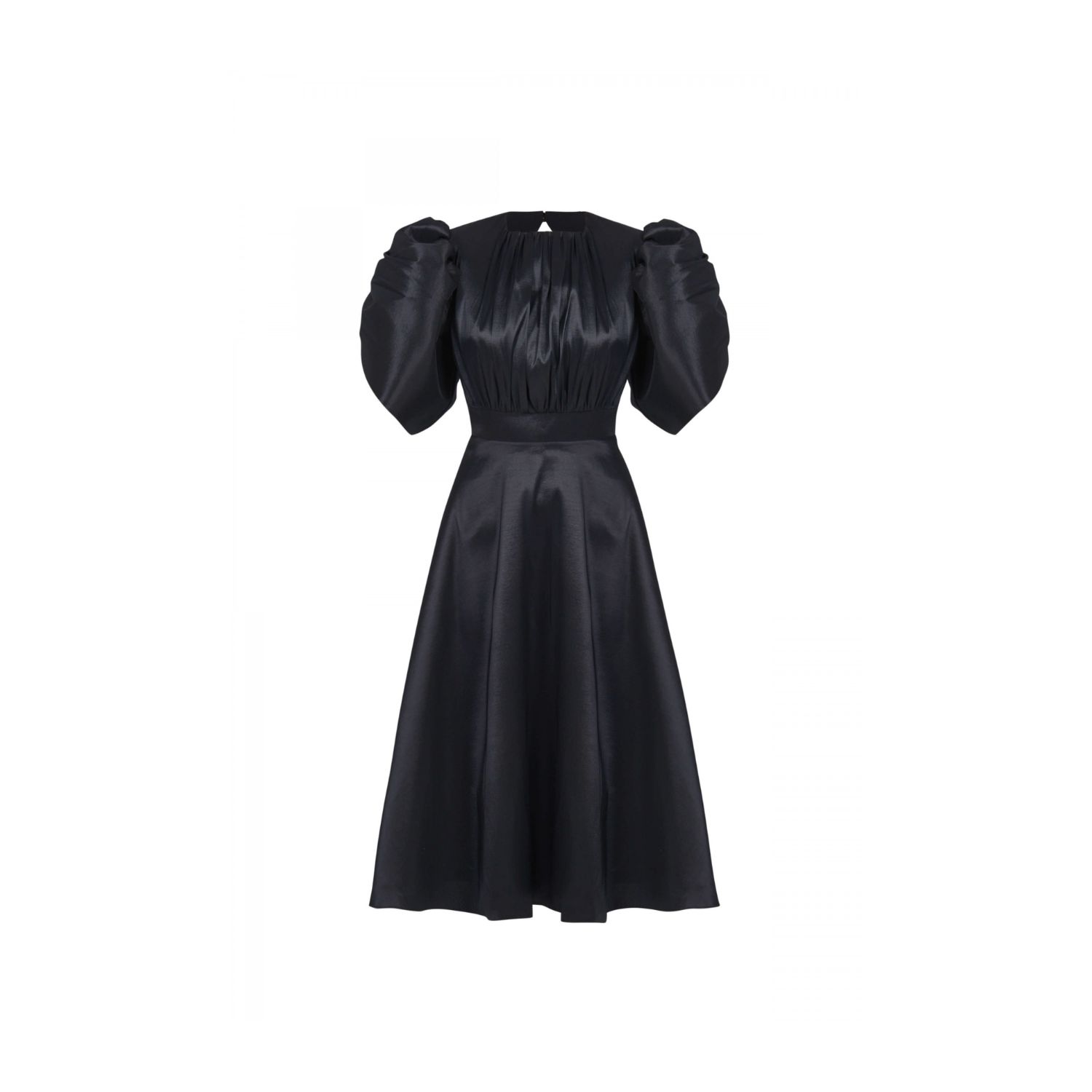 Avenue 8 Women's Balloon Sleeve Taffeta Mid-length Dress - Black In Black