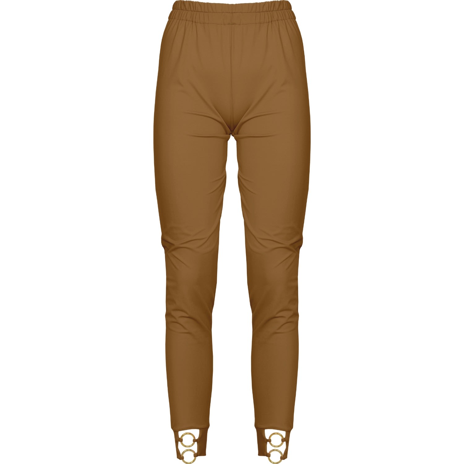 Antoninias Women's Sistine Elegant Pants With Golden Ring Details In Golden Brown