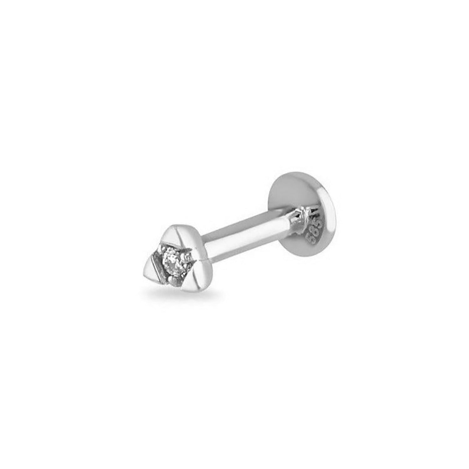 Zohreh V. Jewellery Women's Silver Diamond Triangle Flat Back Earring 14k White Gold In Silver