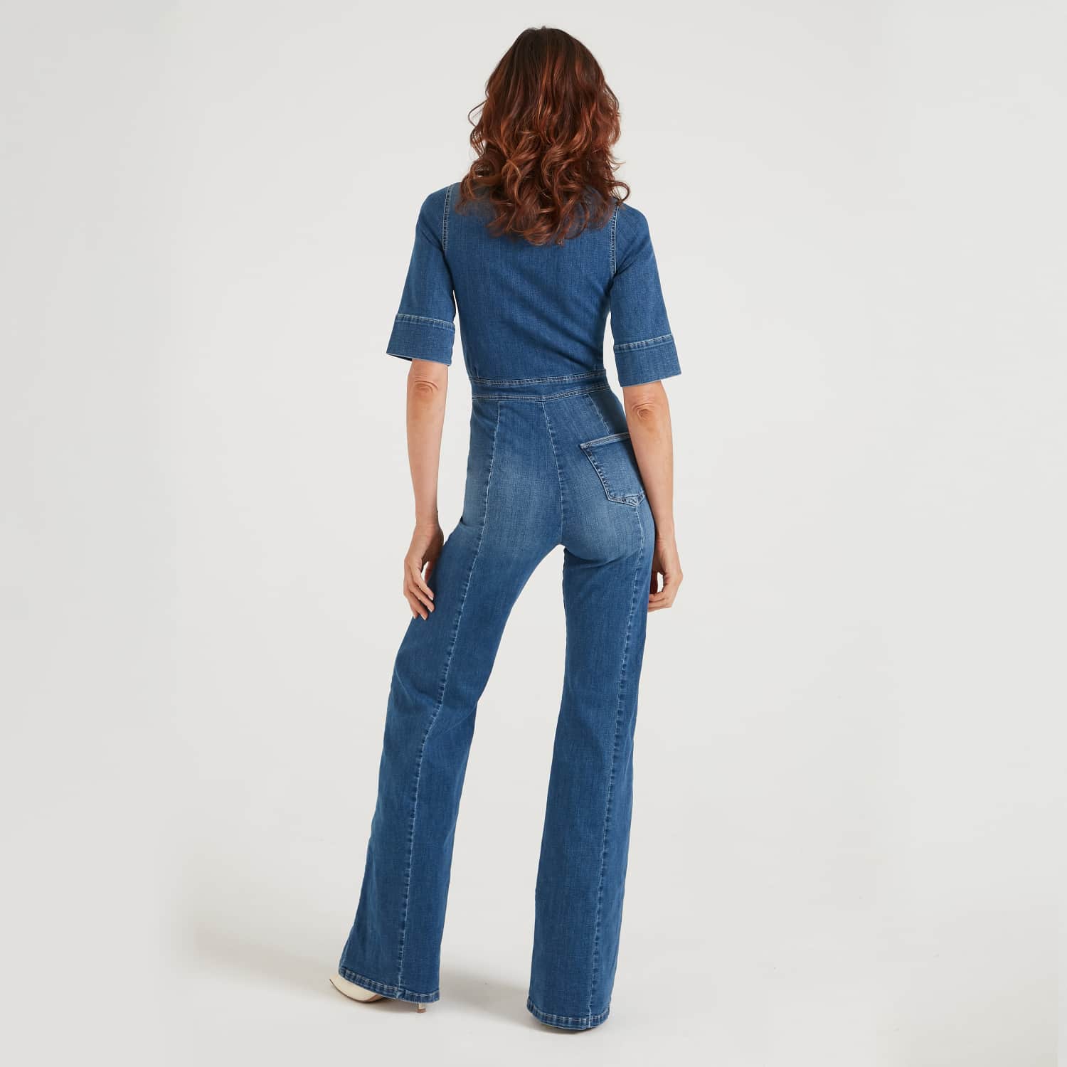 Cassandra The Extra Body Length Flared Jumpsuit - Fawcett Blue