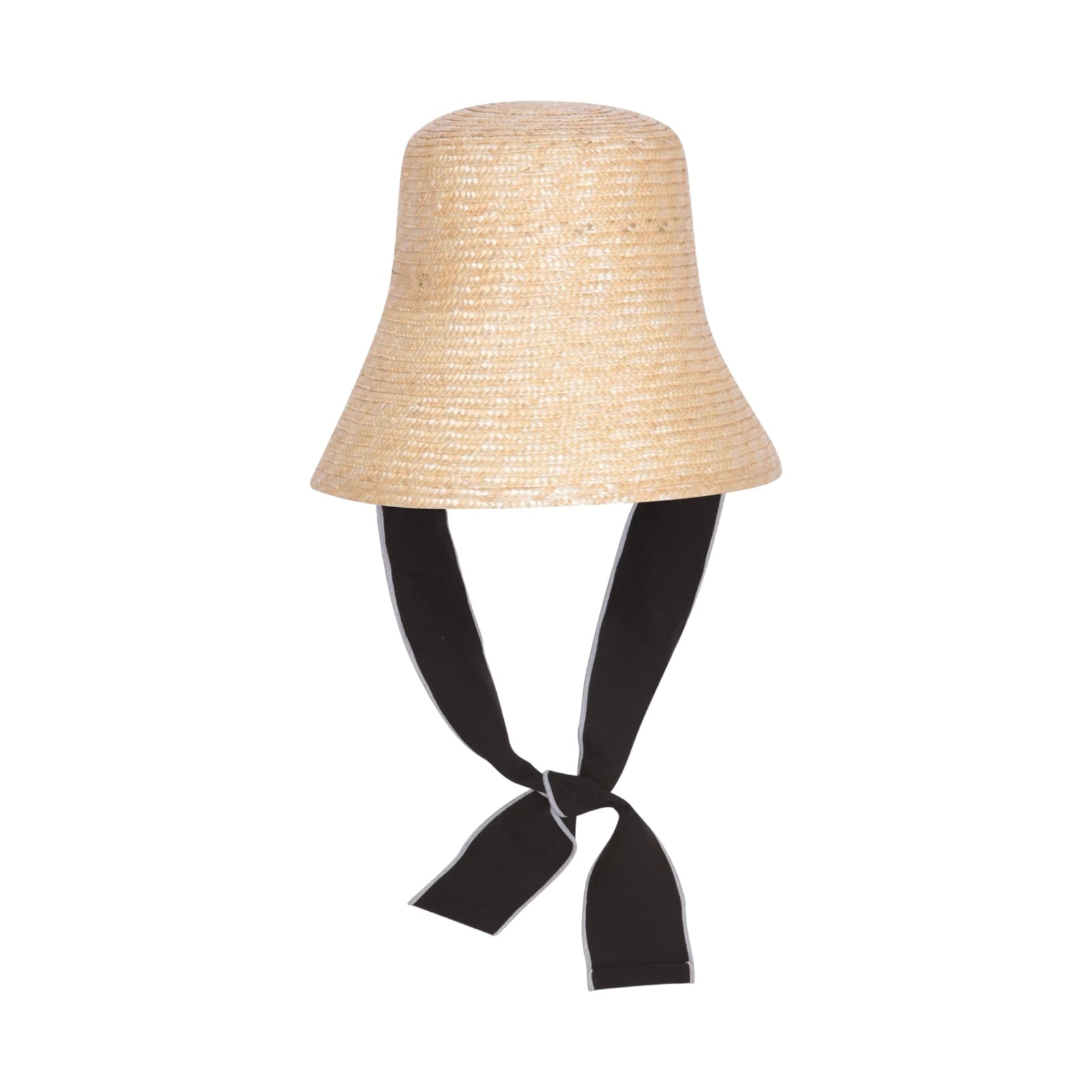 London Atelier Byproduct Women's Neutrals / Black Raffia Rigid Bucket Hat With Ties In Black