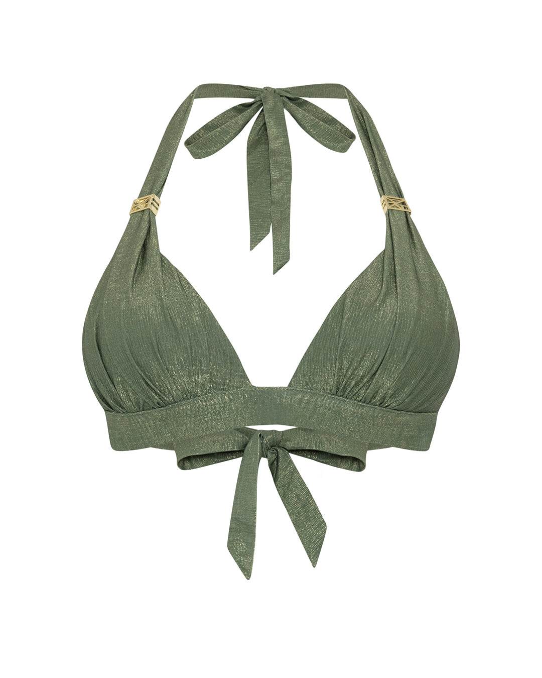 Leyla Maya Women's Annie Halter-neck Bikini Top - Olive Green In Green