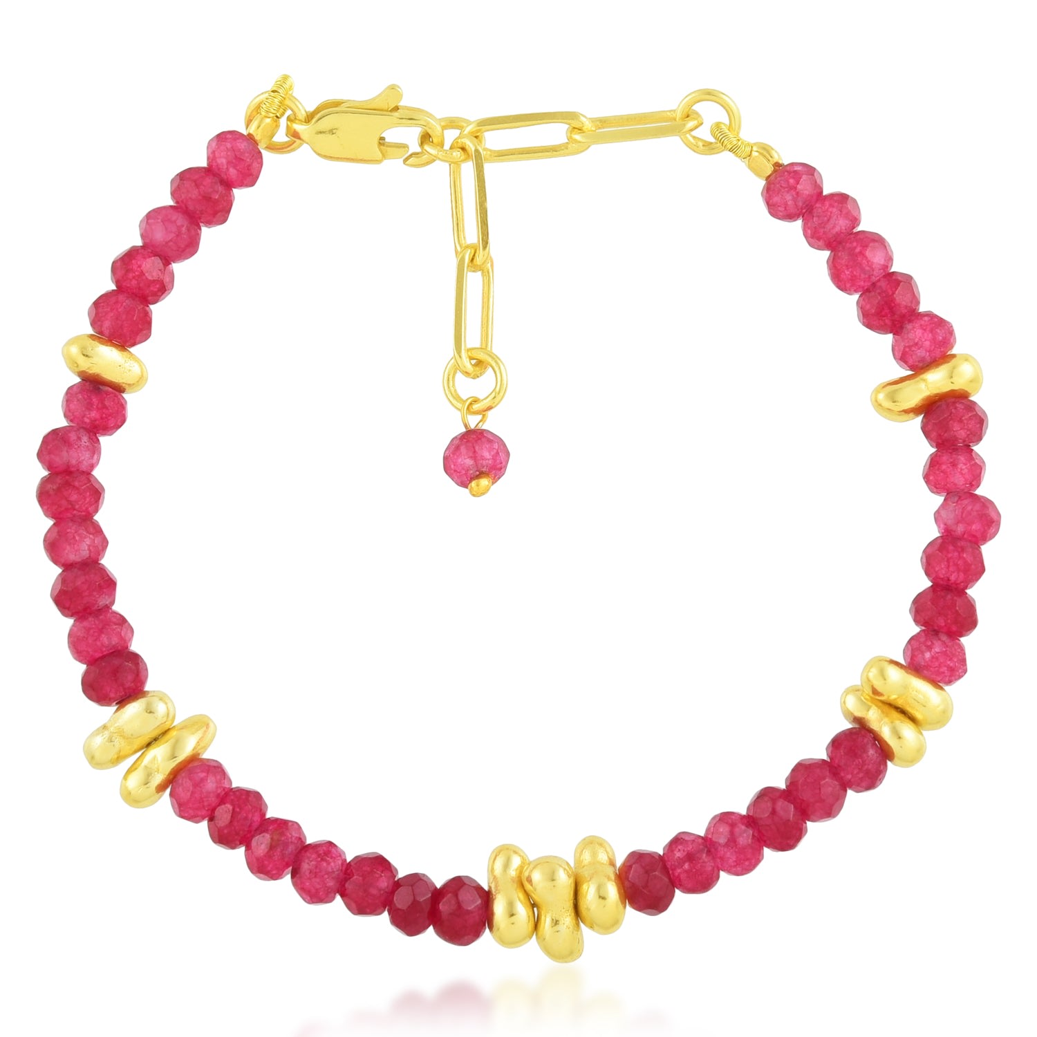 Arvino Women's Pink Tourmaline Beaded Bracelet- Gold Vermeil In Red