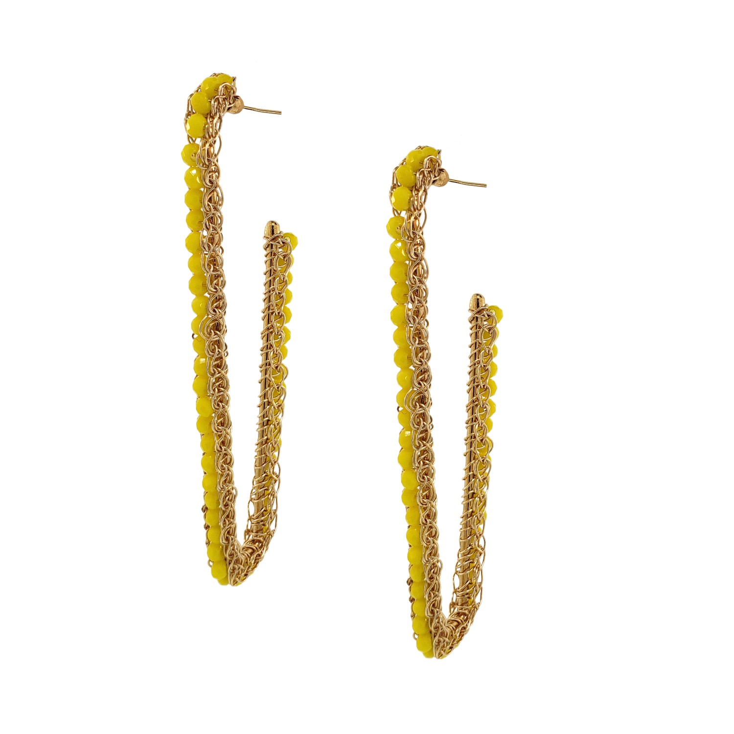Lavish By Tricia Milaneze Women's Gold / Yellow / Orange Summer Yellow & Gold Lilo Hoops Handmade Crochet Earrings