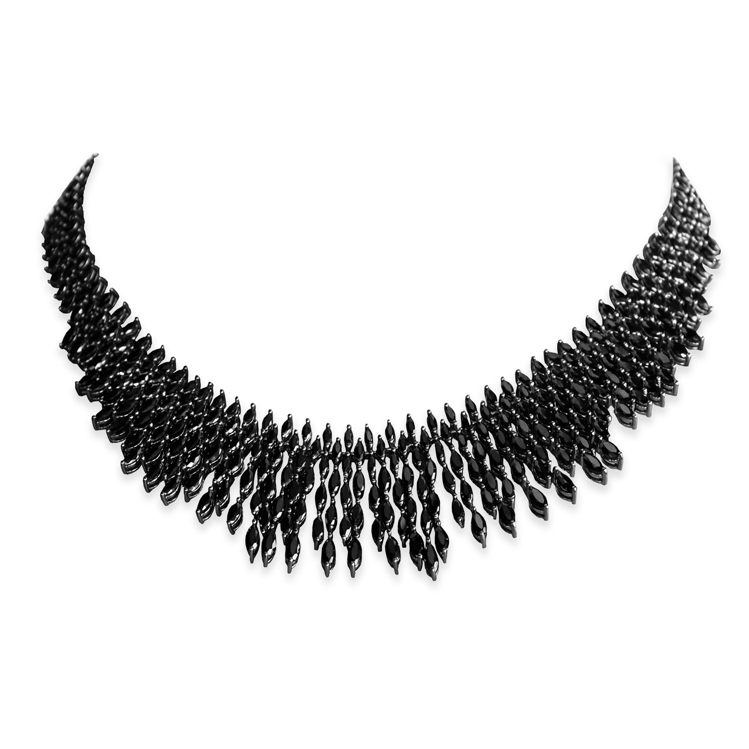 Women's Renaissance Cascade Necklace With Man Made Cz Diamond Stimulant In Premium Black Rhodium | Sally Skoufis