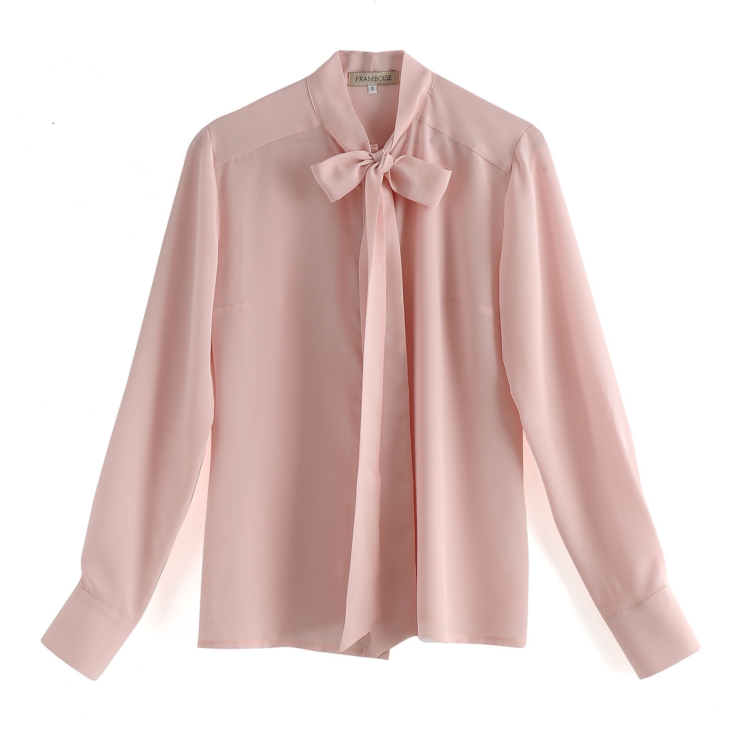 Women’s Pink / Purple Blush Pink Pussy Bow Silk Shirt Extra Small Framboise