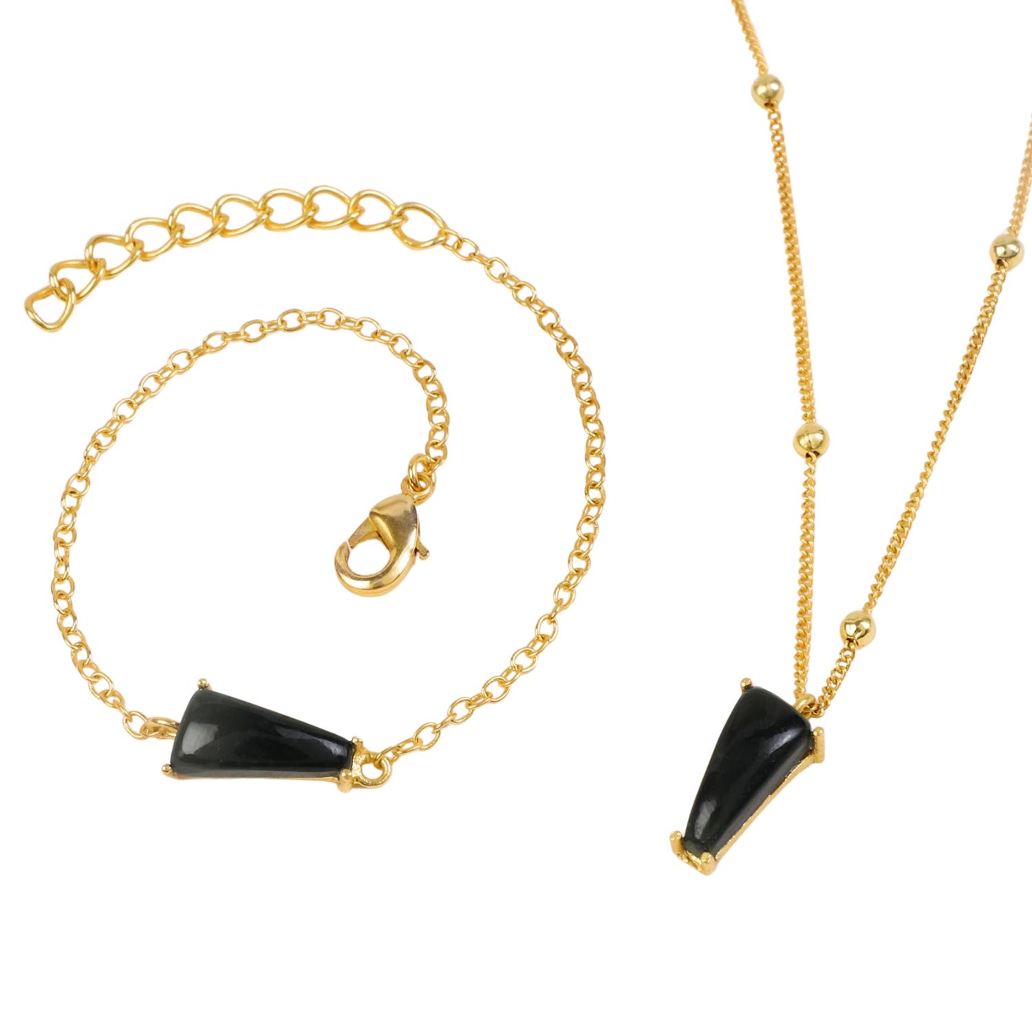 Lila Rasa Women's Gold Blood Stone March Birthstone Boosts Energy Levels . Jewellery Set Necklace & Bracelet In Gold