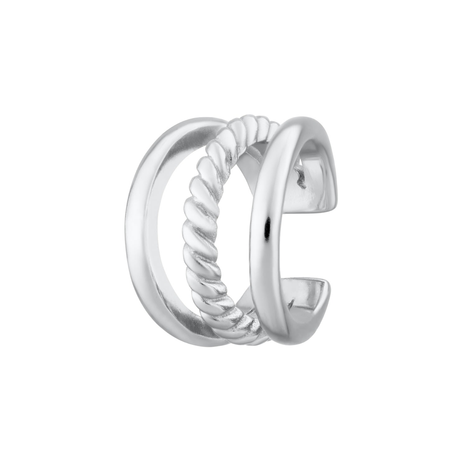 Scream Pretty Women's Silver Twisted Triple Band Small Single Ear Cuff In Metallic