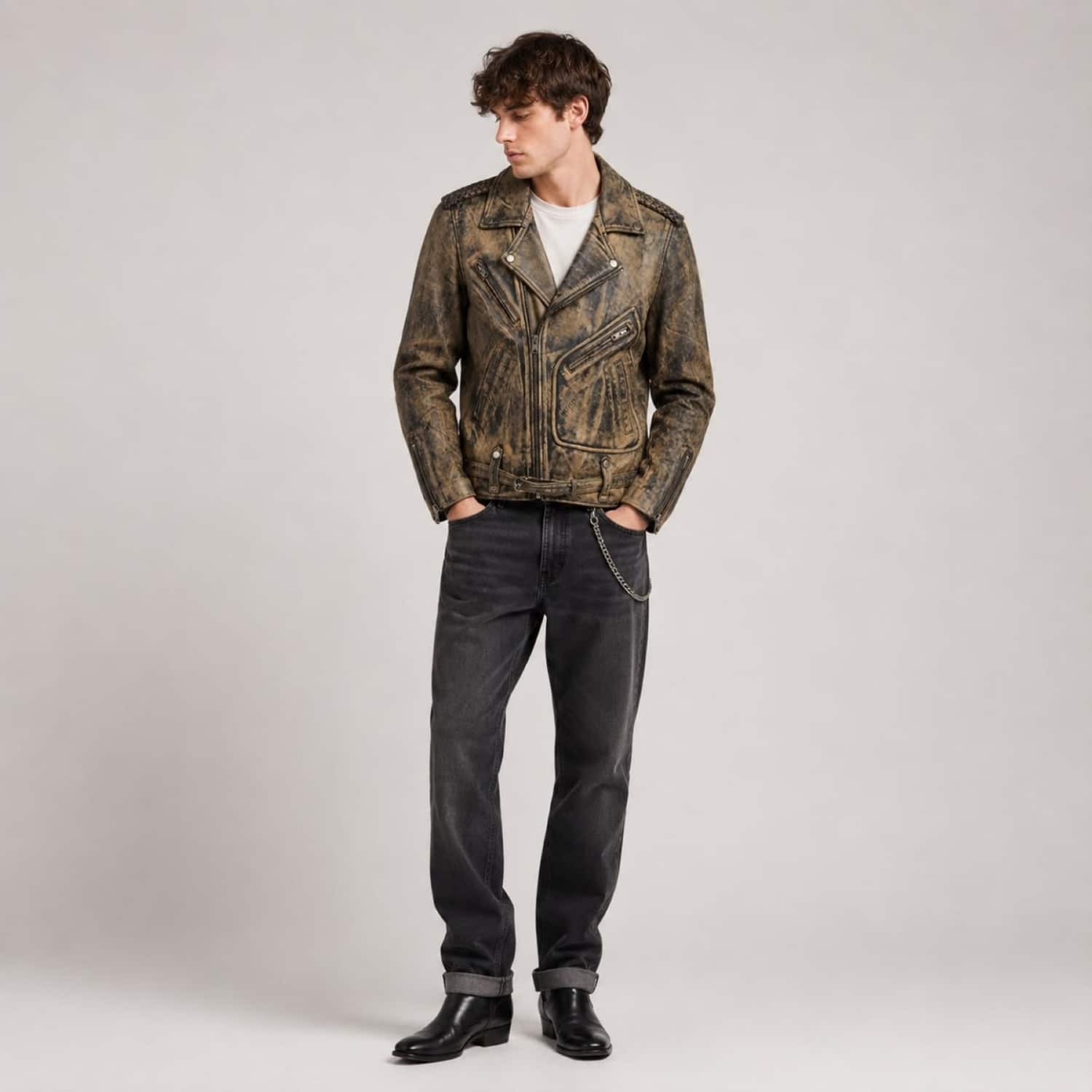 Dirt Biker Vintage Biker Leather Jacket | ZastaStudio | Wolf & Badger