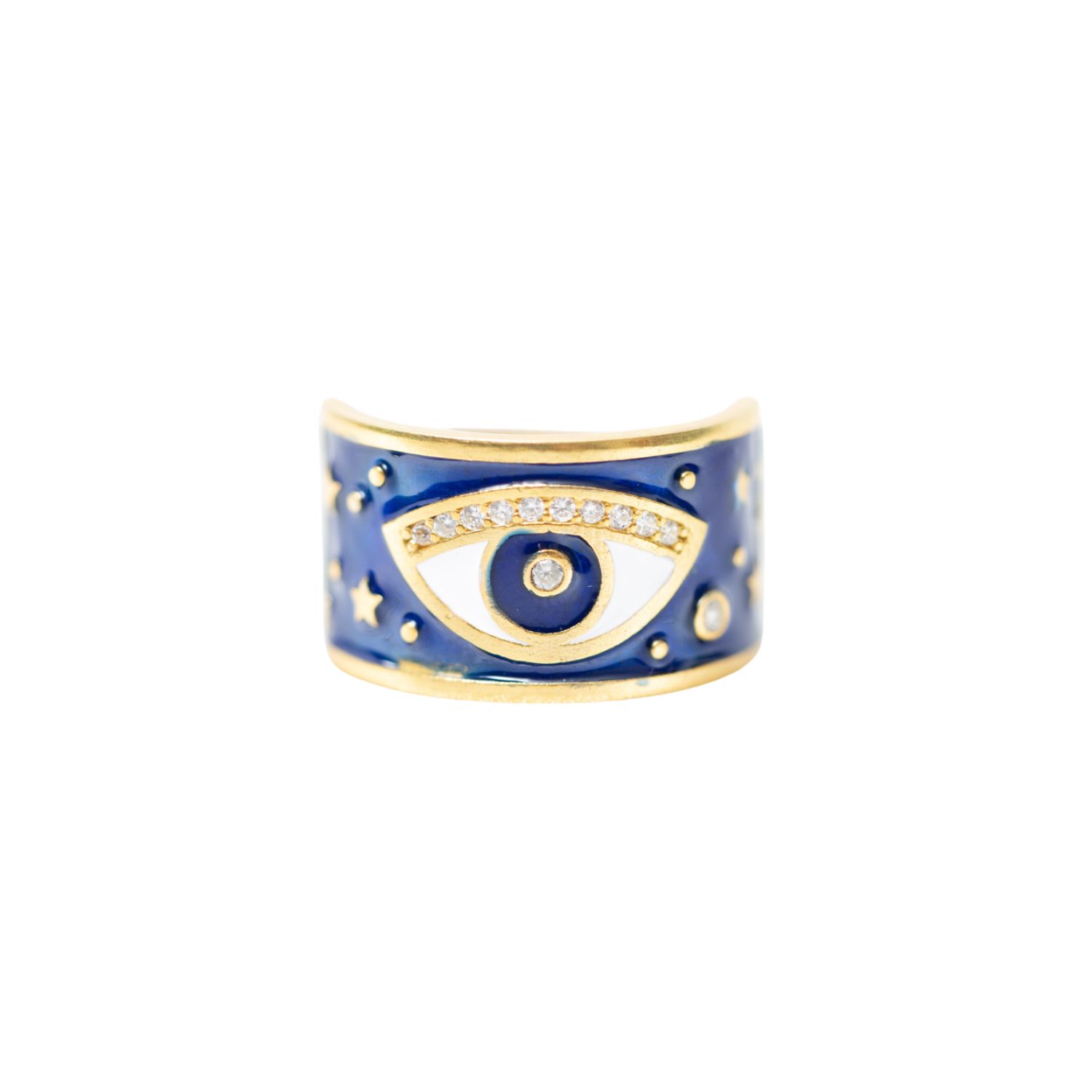Les Reines Women's Blue / Gold / White Eye Of The Istanbul - Evil Eye Ring 24k Gold Plated