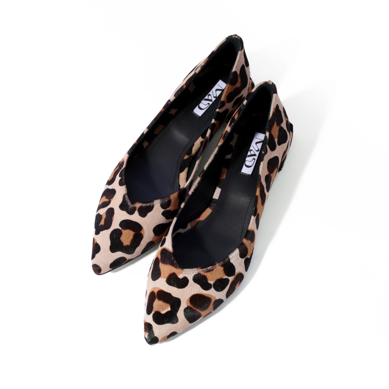 Mad Shoes Women's Neutrals Georgia Ballerina Flats Leather In Animal Print Leather In Black