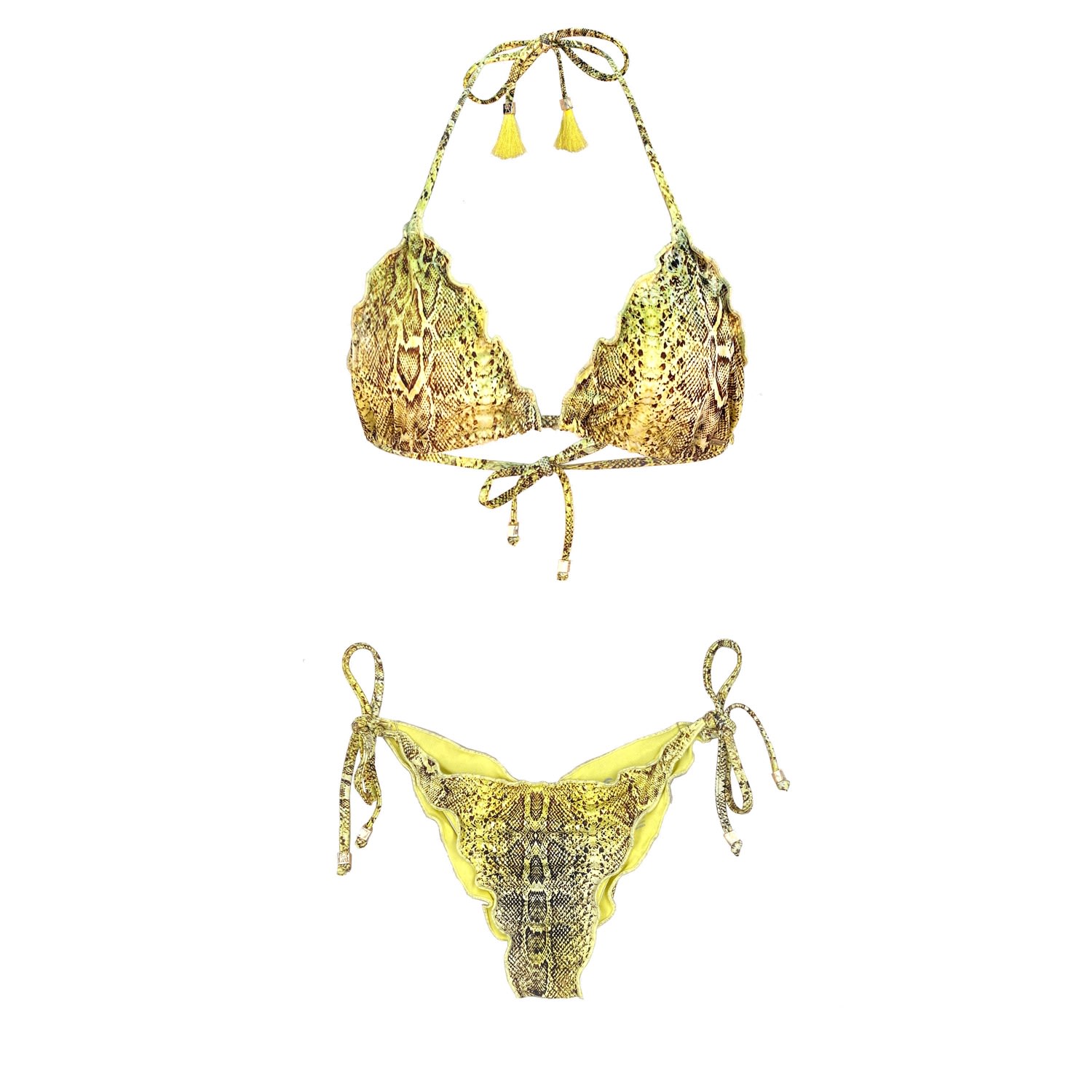 Women’s Yellow / Orange Yellow Eco Snake Print Bikini Set Gio Sarita Small Elin Ritter Ibiza