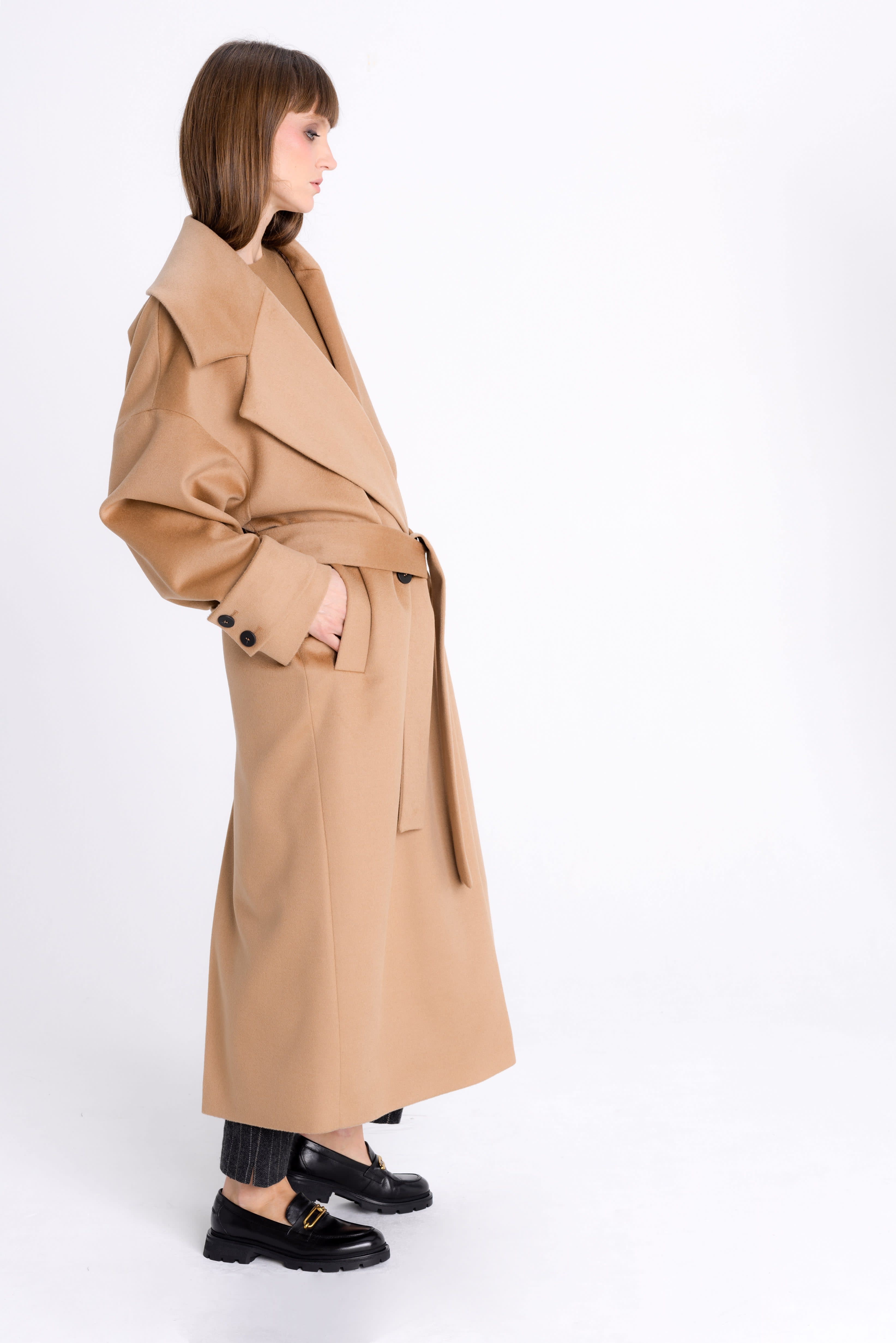 Belted Oversized Camel Coat | InAvati | Wolf & Badger