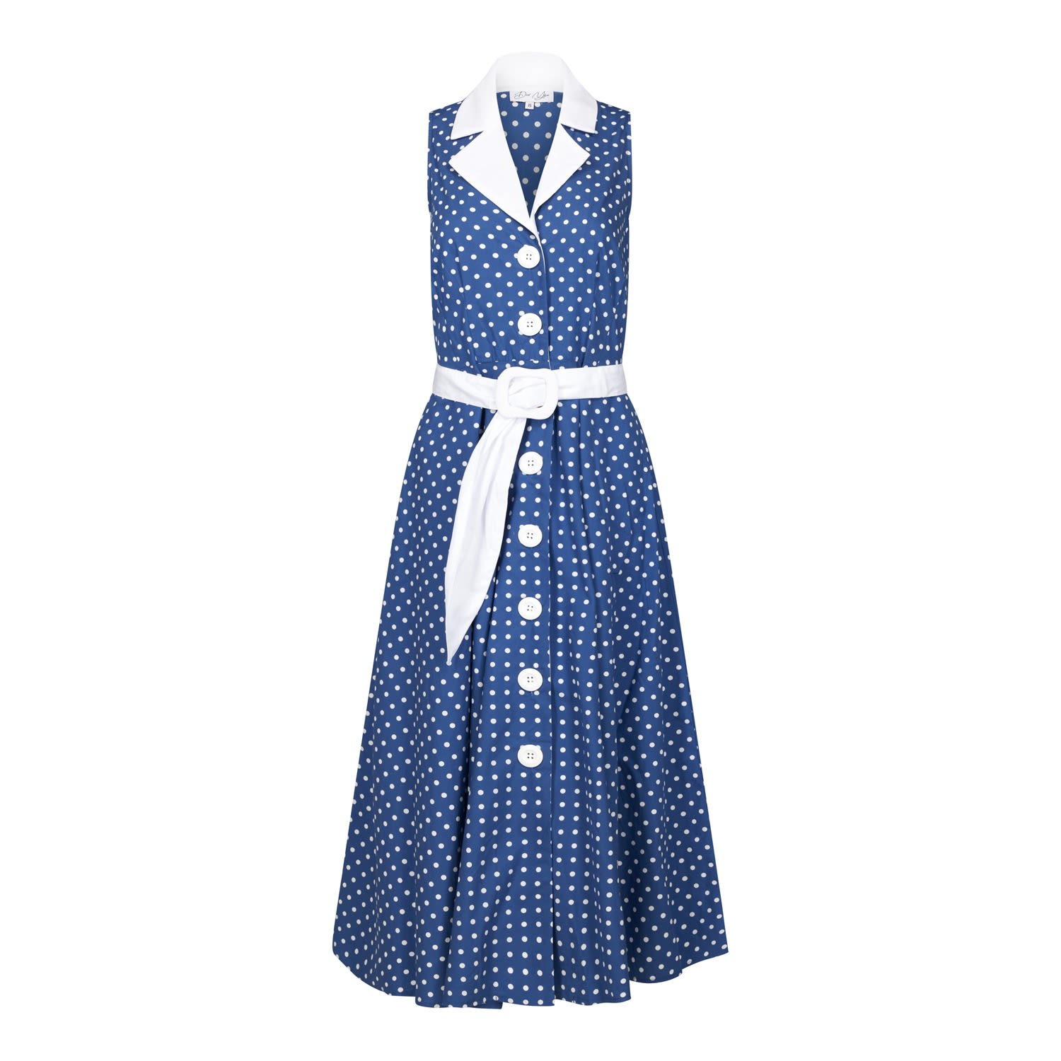 Shop Deer You Women's Blue / White Adelaide Alluring Midi Dress In Royal Blue With White Polka Dots In Blue/white