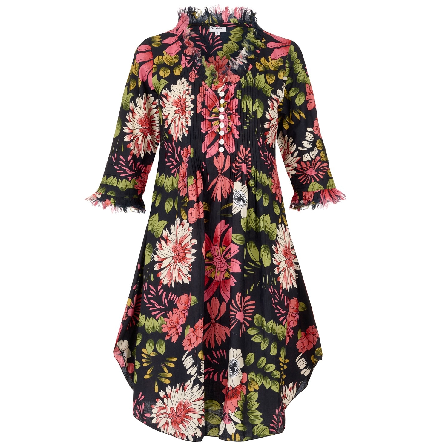 Women’s Annabel Cotton Tunic In Black Floral Extra Small At Last...