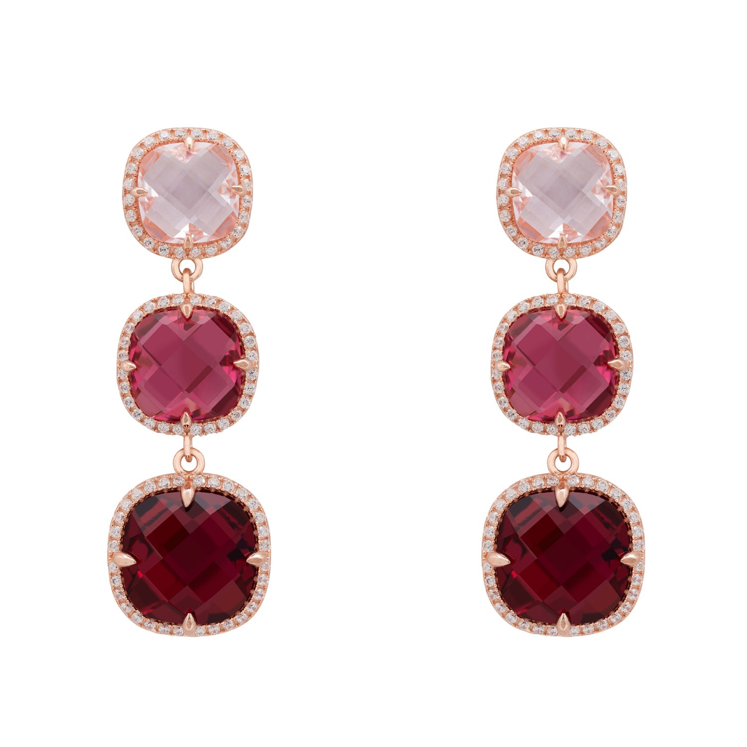 Women’s White / Rose Gold / Pink Knightsbridge Earrings Rosegold Pinks Latelita