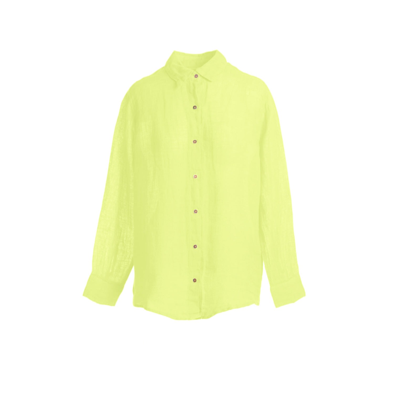 Haris Cotton Women's Yellow / Orange Linen Gauze Shirt - Lime In Green