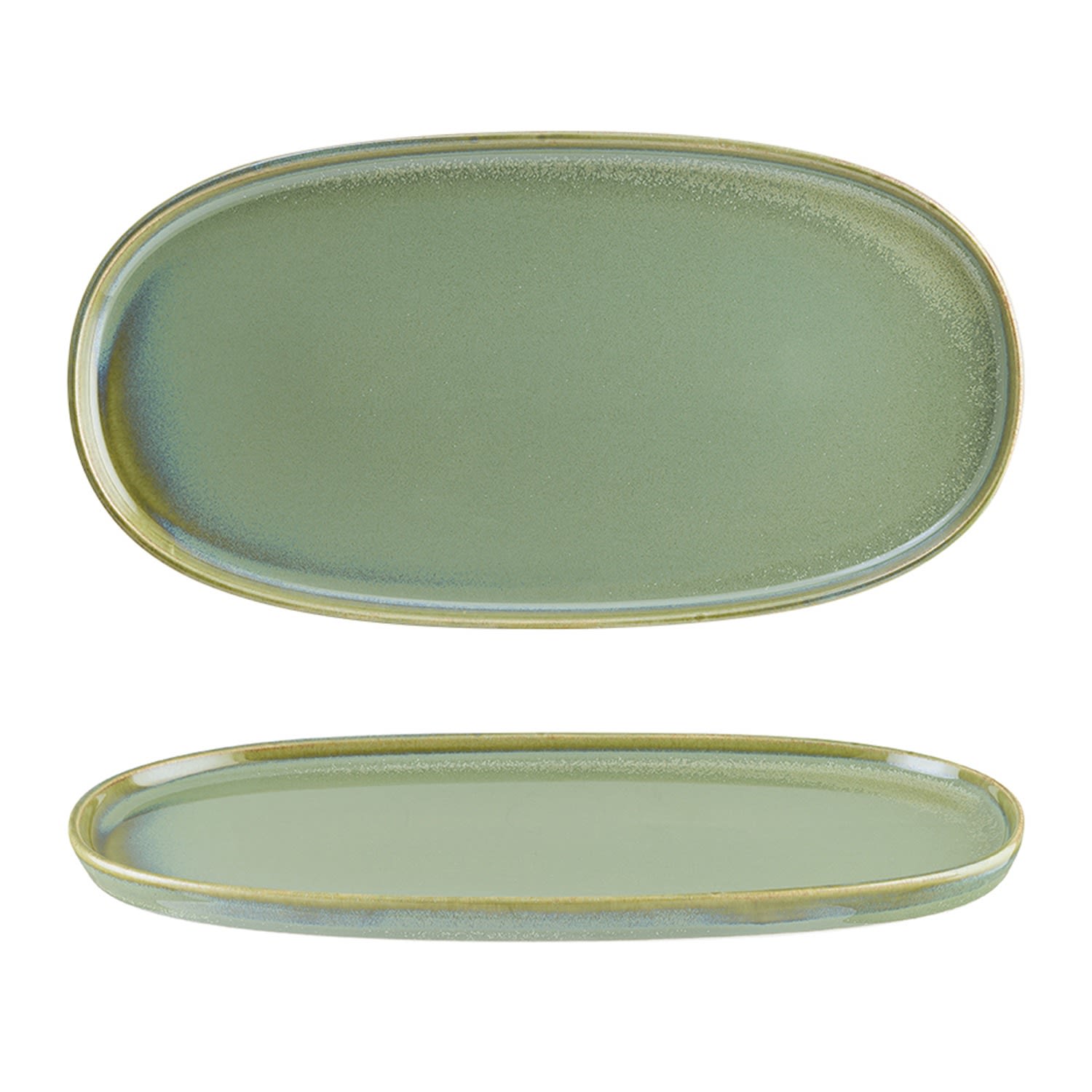 Sage Porcelain Platter Green Oval 11.75" X 6.25" X 0.75" One Size Turgla Home