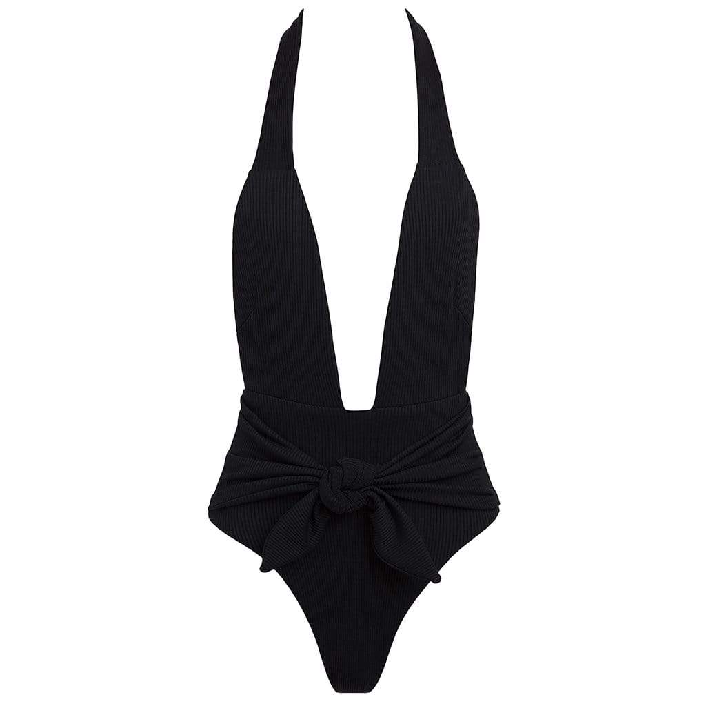 Montce Women's Black Rib Tropez Tie-up One-piece In Black