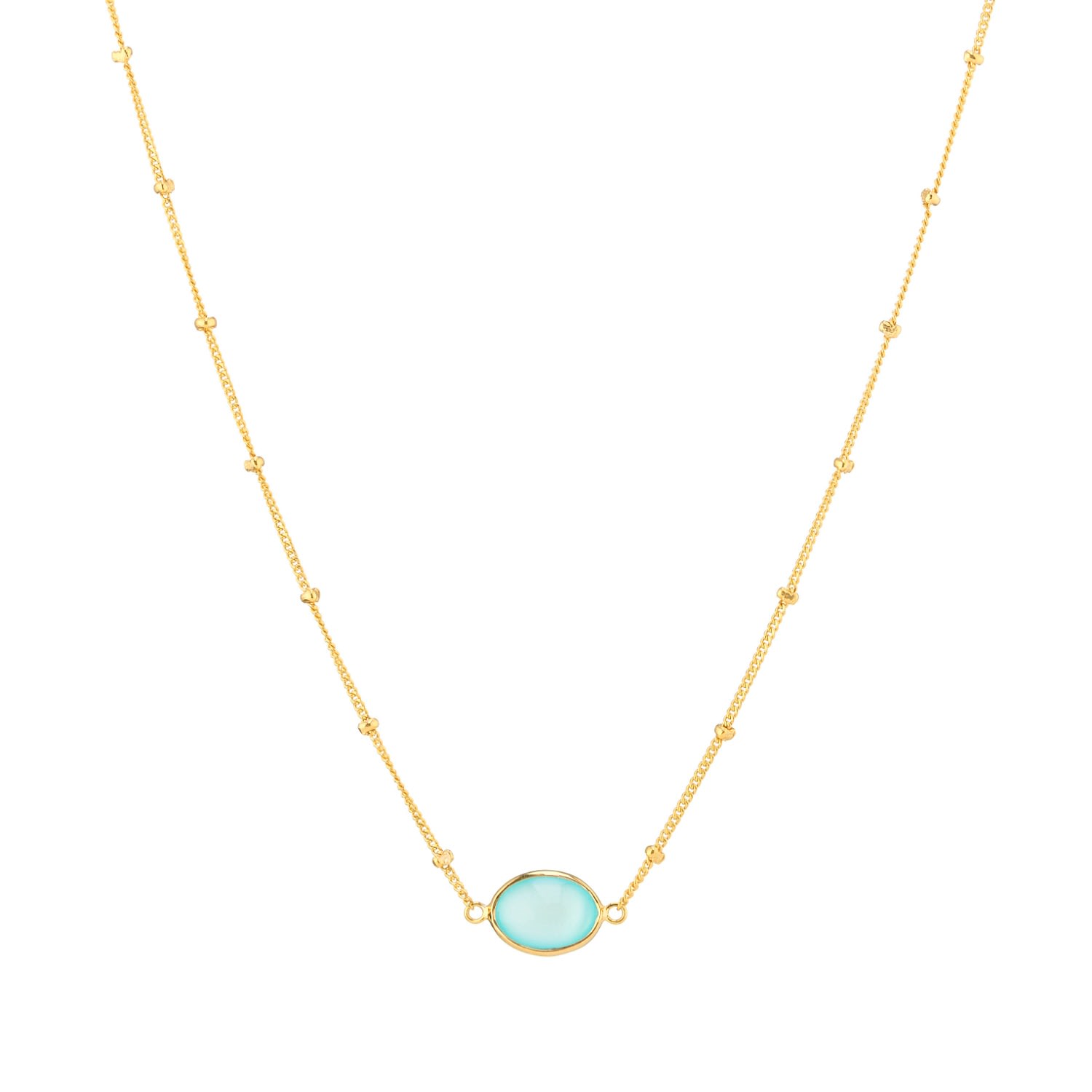 Women’s Blue Pollara Aqua Chalcedony & Gold Vermeil Beaded Necklace Auree Jewellery