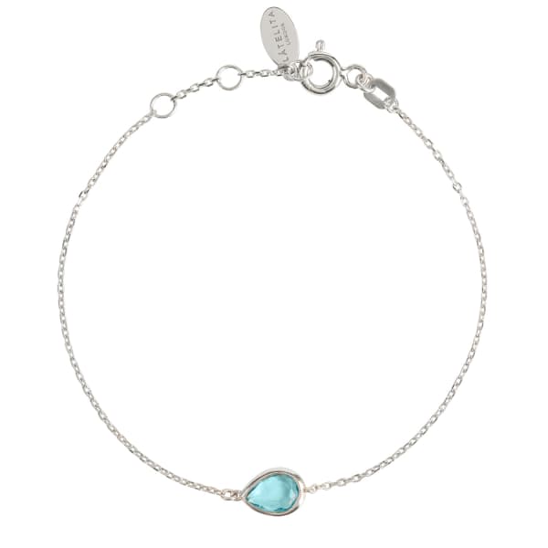 Latelita London Pisa Mini Teardrop Bracelet Silver Blue Topaz