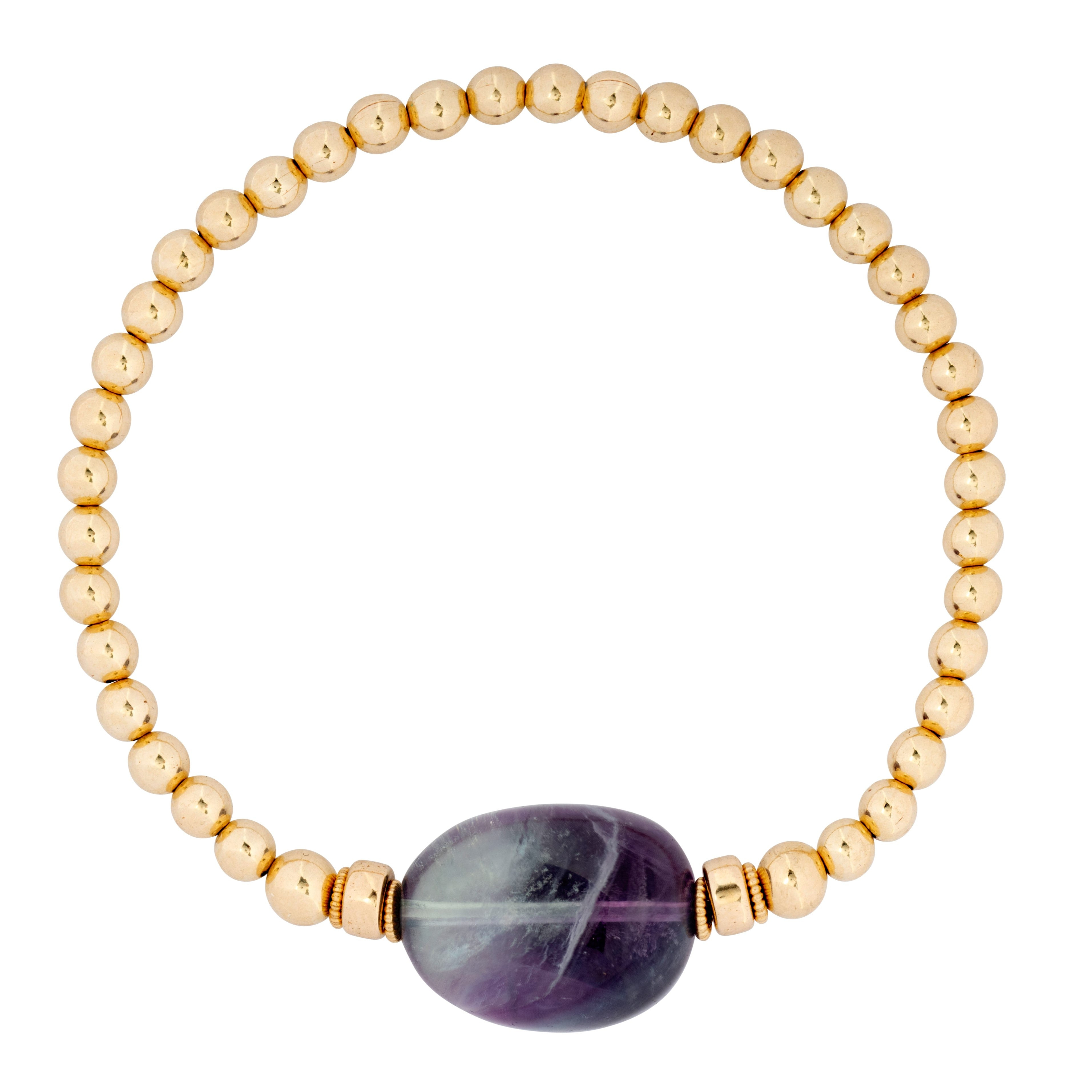 Women’s Green / Pink / Purple Fluorite & Gold Bead Bracelet | Amelia Roxanna Jewellery