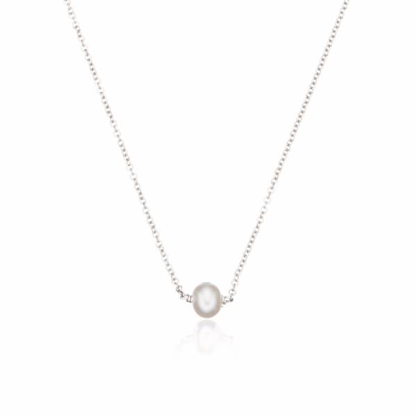 Lily & Roo Sterling Silver Single Pearl Choker In Pearl