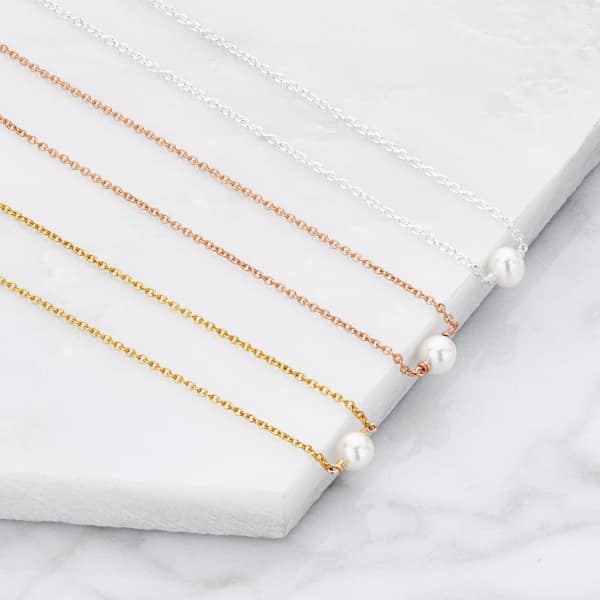 Lily & Roo Sterling Silver Single Pearl Choker In Pearl