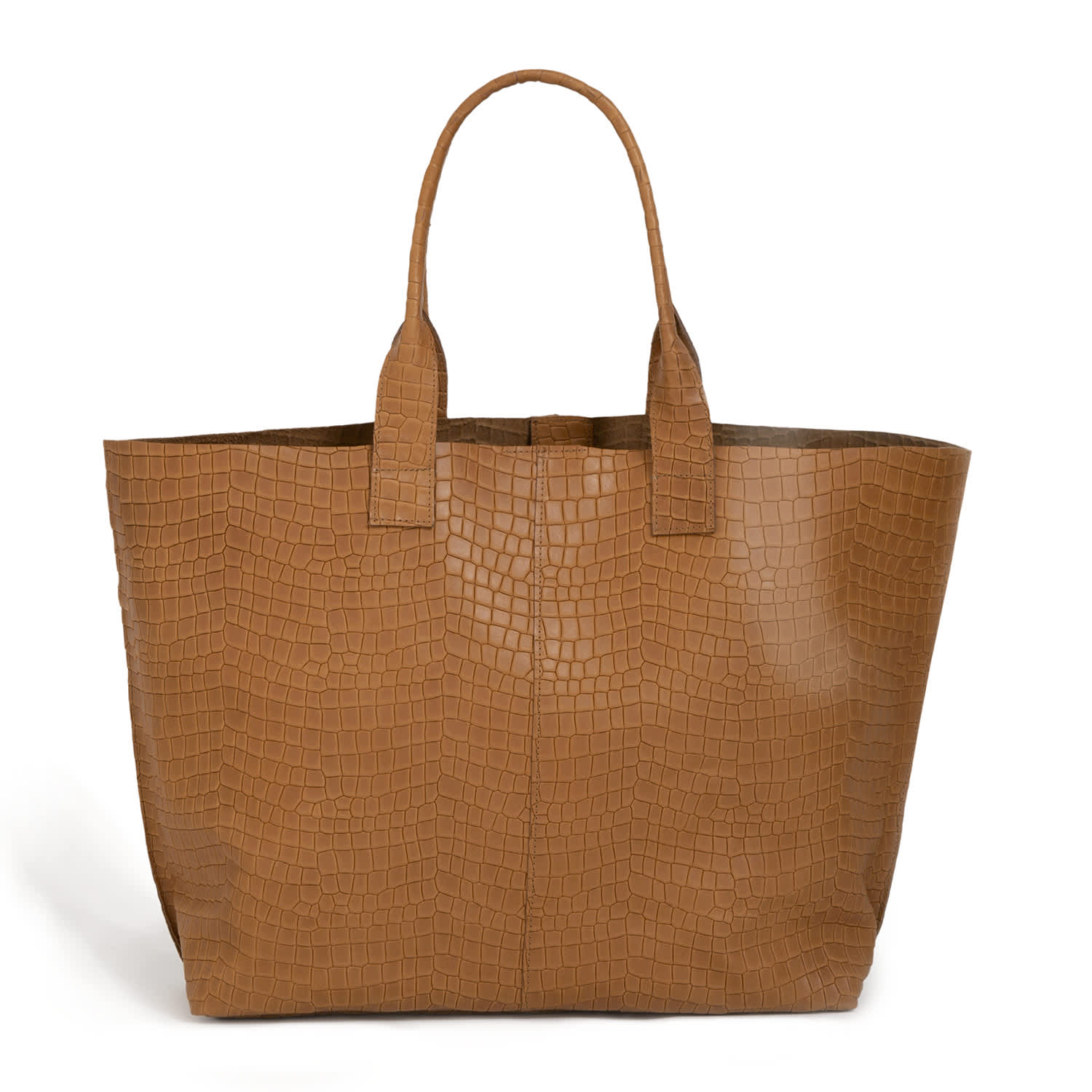 Brown Croc Embossed Extra Large Tote Bag - Maxi | JUAN-JO | Wolf
