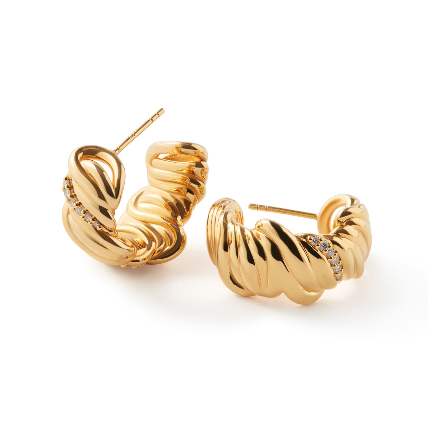 Women’s Hidden Strength Wave Diamond Gold Earrings Frida & Florence