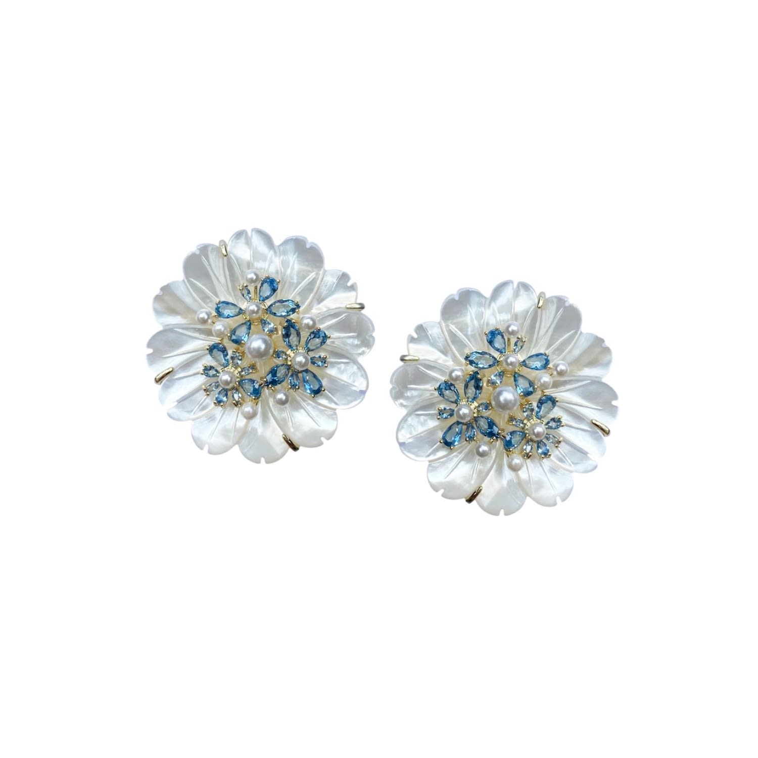 Women’s Blue Mother Of Pearl & London Quartz Studs Nicola Bathie Designs