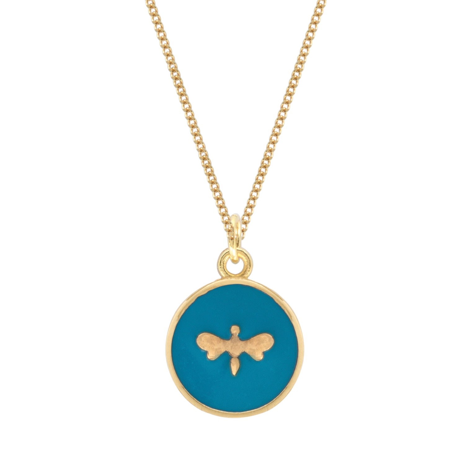 Lime Tree Design Women's Blue Small Bee Gold Vermeil Turquoise Necklace